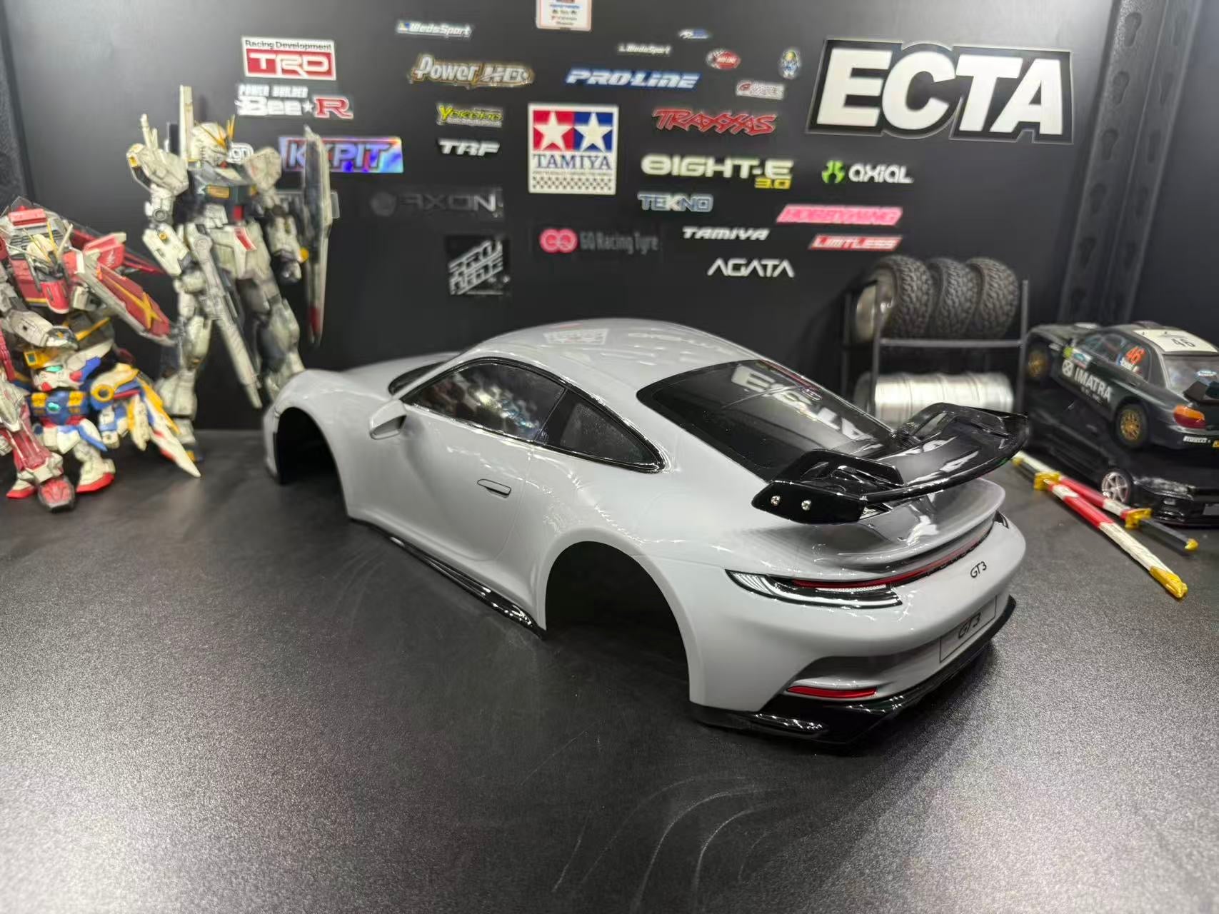 TAMIYA 1/10 Porsche 911 GT3 (992) —  Arctic Grey  Body Shell Only w/ Realistic Working Headlights