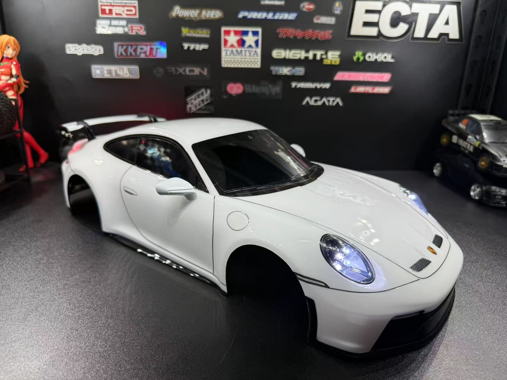 TAMIYA 1/10 Porsche 911 GT3 (992) —  White Body Shell Only w/ Realistic Working Headlights