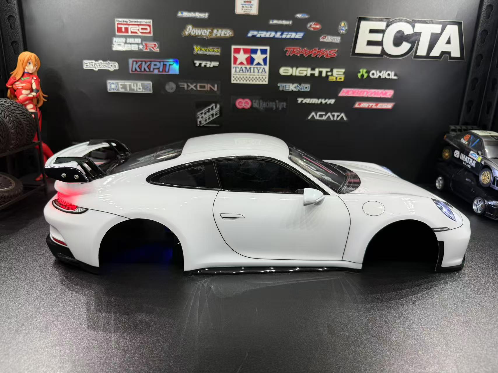 TAMIYA 1/10 Porsche 911 GT3 (992) —  White Body Shell Only w/ Realistic Working Headlights