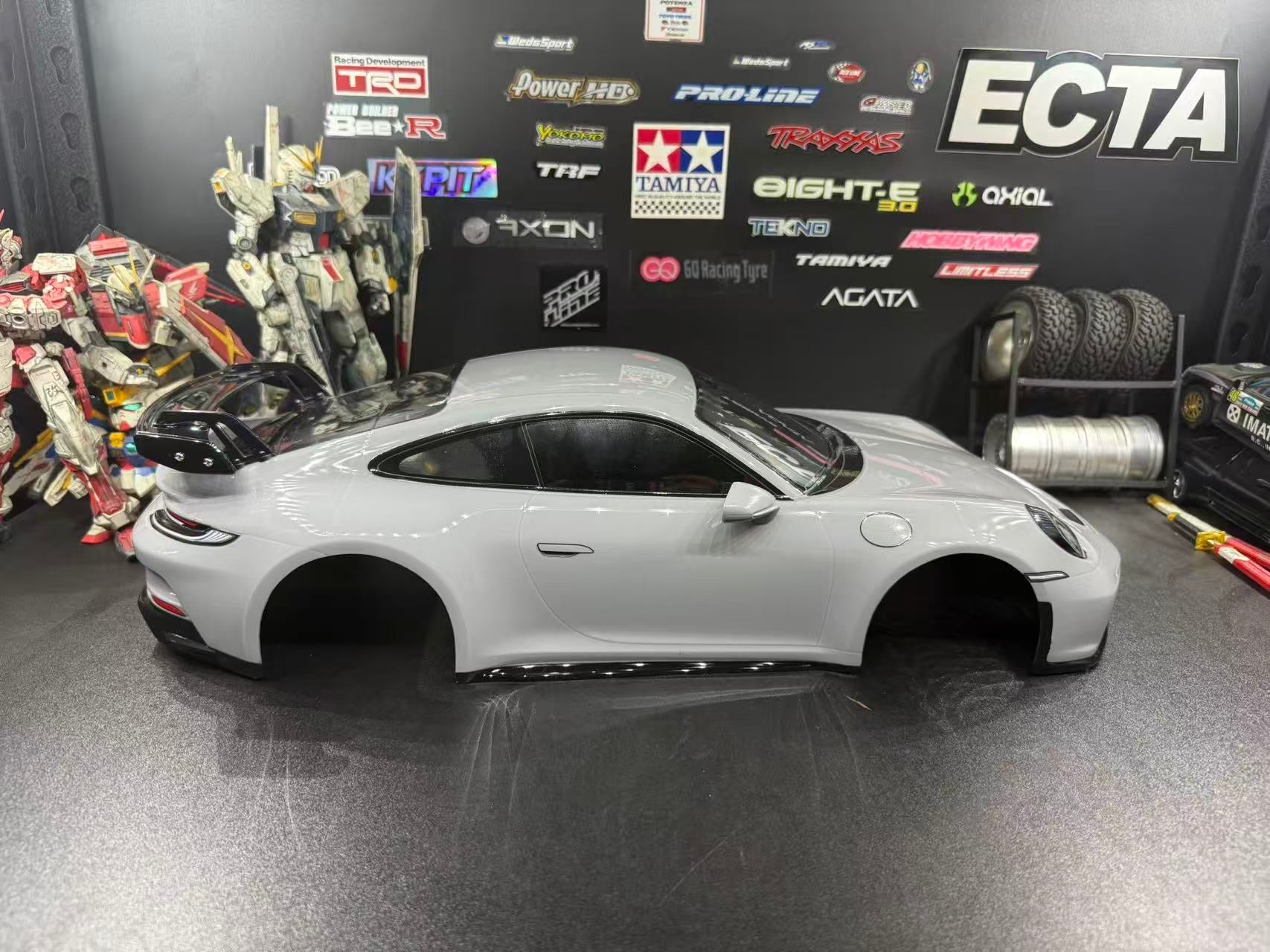 TAMIYA 1/10 Porsche 911 GT3 (992) —  Arctic Grey  Body Shell Only w/ Realistic Working Headlights
