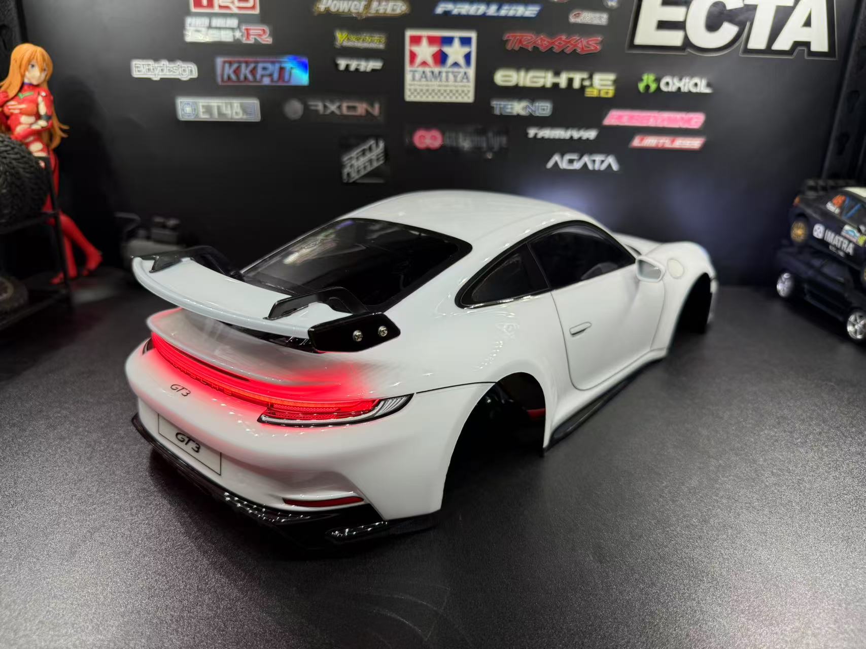 TAMIYA 1/10 Porsche 911 GT3 (992) —  White Body Shell Only w/ Realistic Working Headlights
