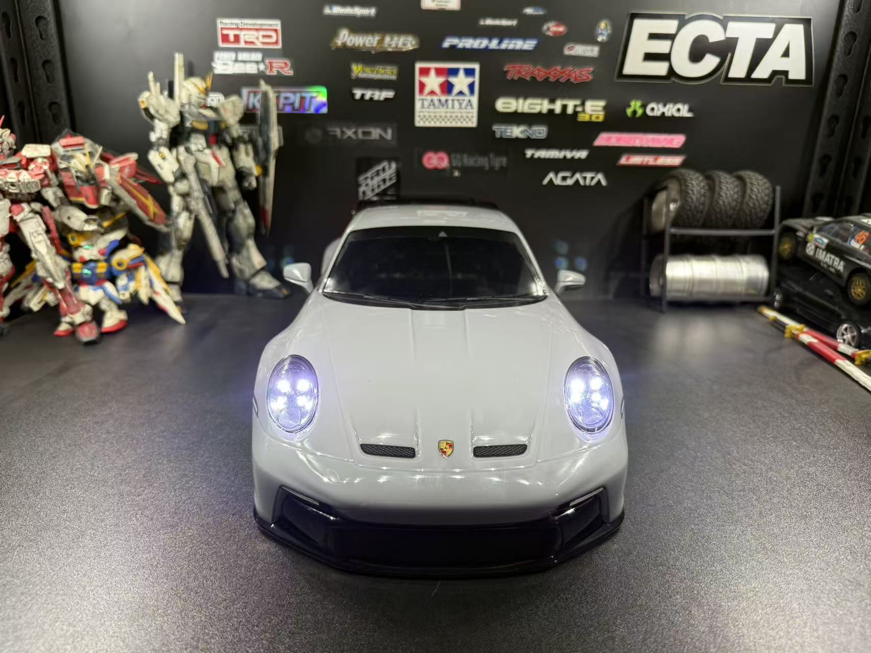 TAMIYA 1/10 Porsche 911 GT3 (992) —  Arctic Grey  Body Shell Only w/ Realistic Working Headlights