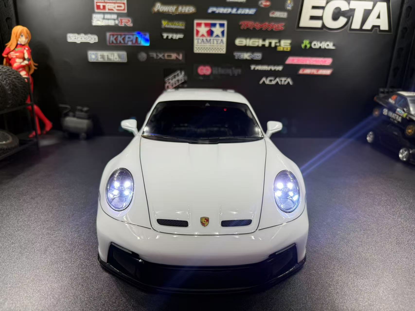 TAMIYA 1/10 Porsche 911 GT3 (992) —  White Body Shell Only w/ Realistic Working Headlights