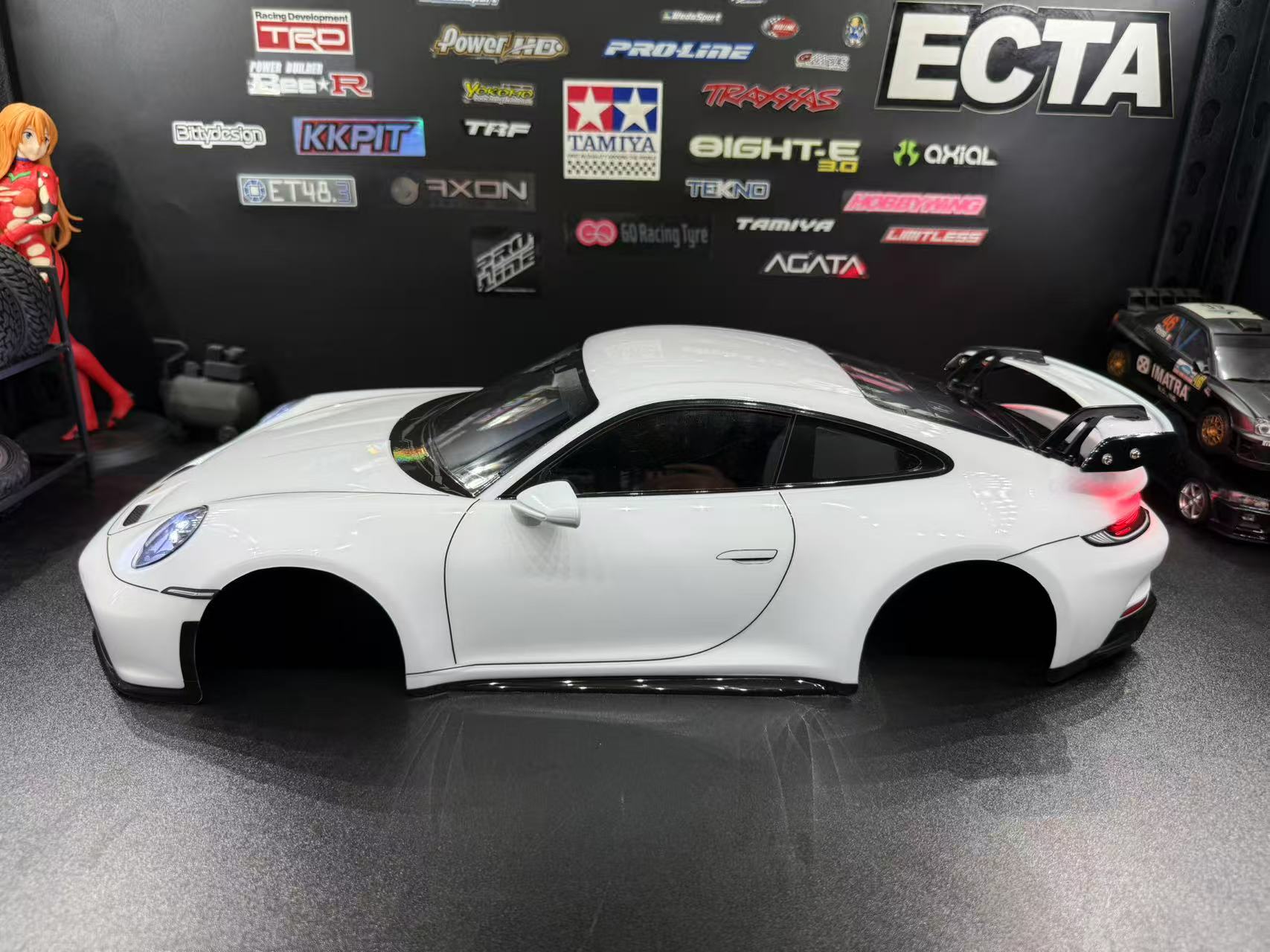 TAMIYA 1/10 Porsche 911 GT3 (992) —  White Body Shell Only w/ Realistic Working Headlights