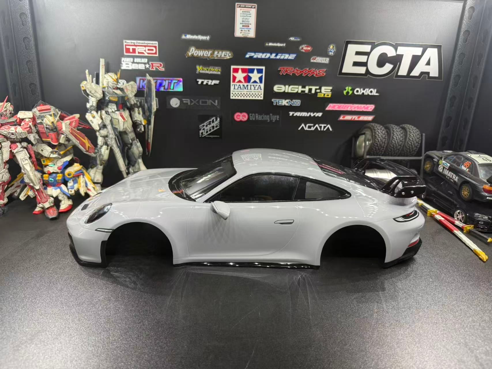 TAMIYA 1/10 Porsche 911 GT3 (992) —  Arctic Grey  Body Shell Only w/ Realistic Working Headlights