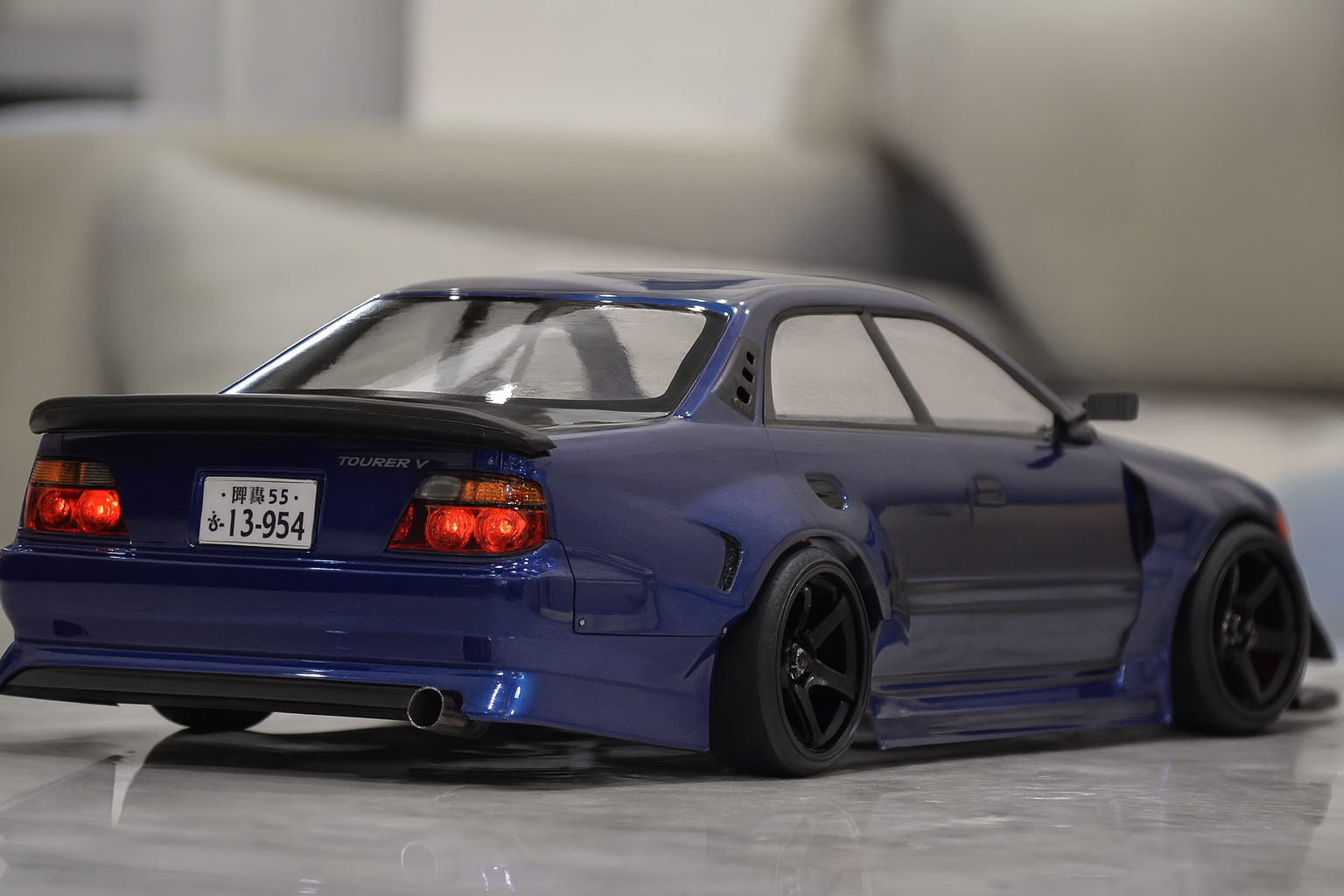 Toyota Chaser JZX100 1/10 RC Drift Body Shell – Deep Blue Widebody with LED Lights (JDM Style)