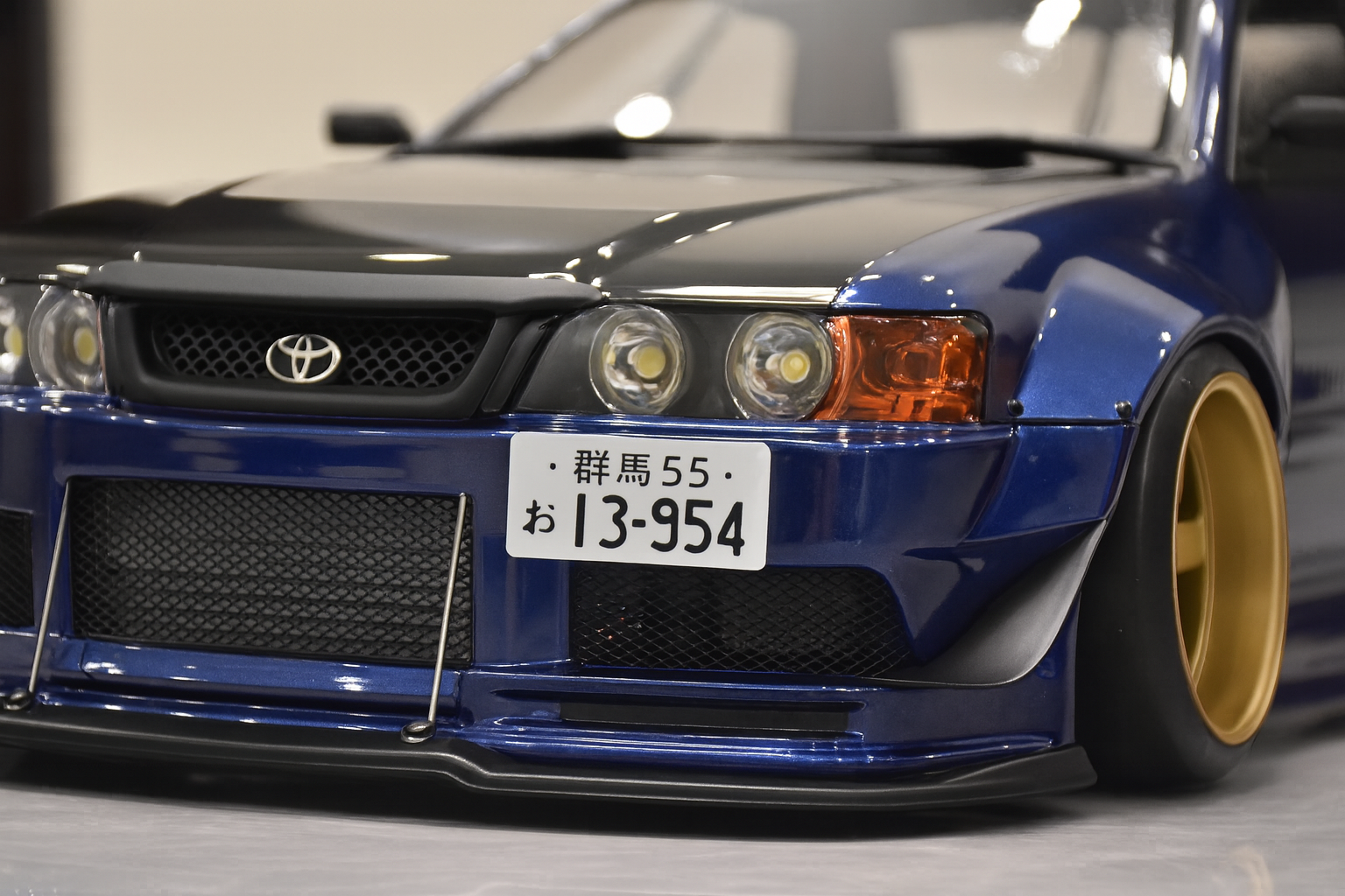 Toyota Chaser JZX100 1/10 RC Drift Body Shell – Deep Blue Widebody with LED Lights (JDM Style)