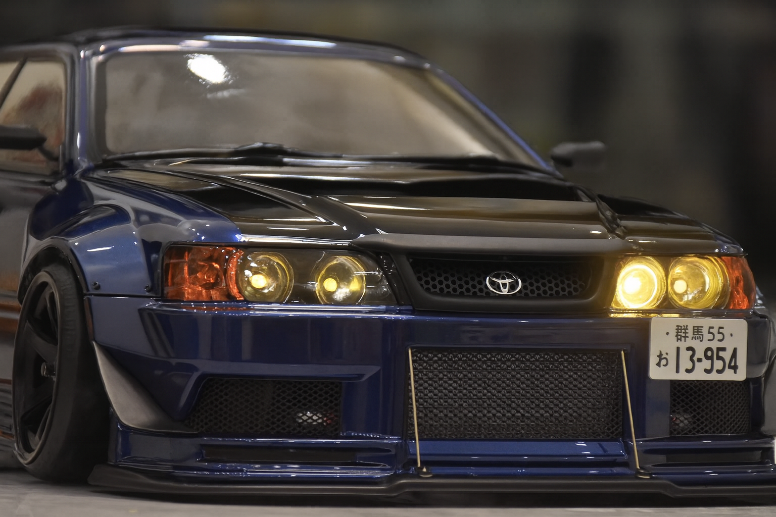 Toyota Chaser JZX100 1/10 RC Drift Body Shell – Deep Blue Widebody with LED Lights (JDM Style)