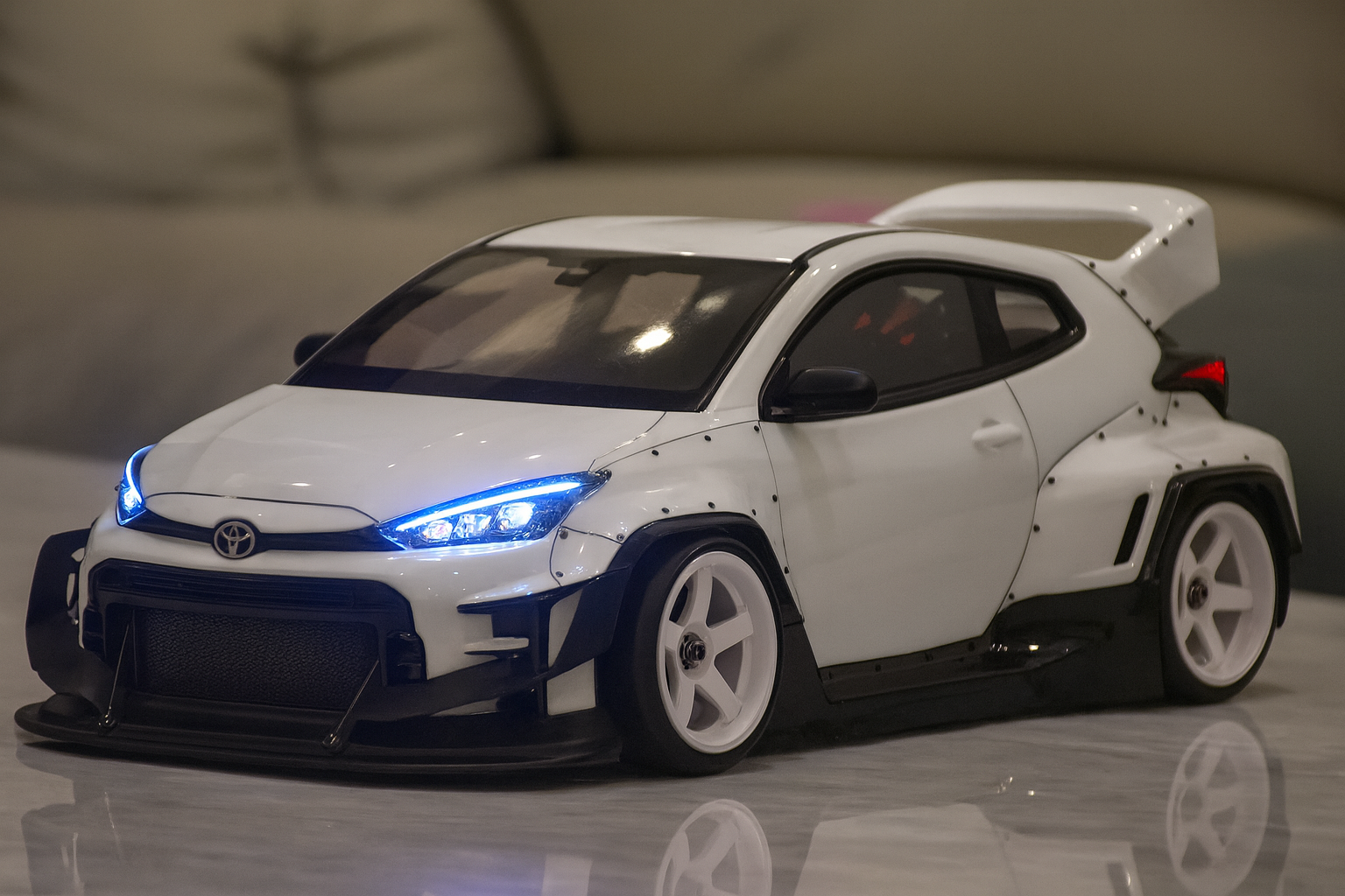 Toyota GR Yaris 1/10 RC Drift Body Shell – Widebody Style with LED Lights (Show Spec Display Edition)