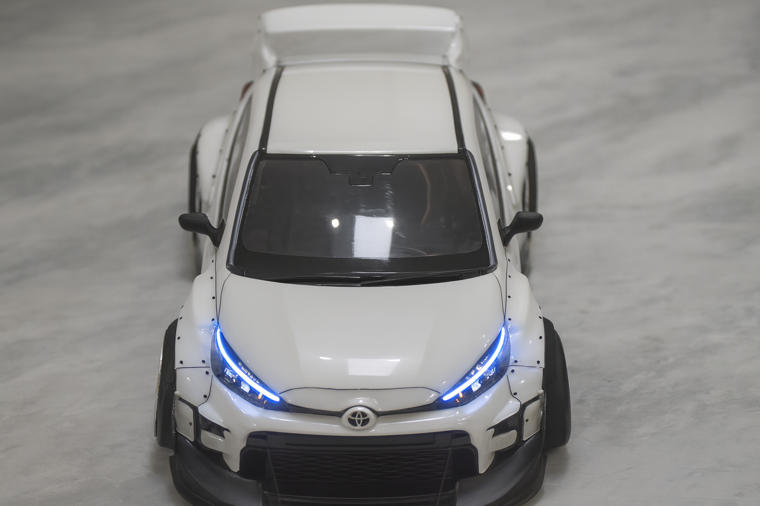 Toyota GR Yaris 1/10 RC Drift Body Shell – Widebody Style with LED Lights (Show Spec Display Edition)
