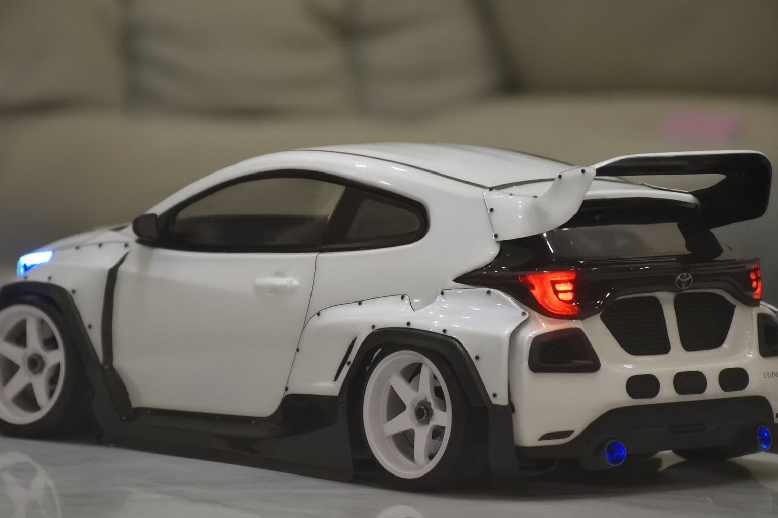 Toyota GR Yaris 1/10 RC Drift Body Shell – Widebody Style with LED Lights (Show Spec Display Edition)