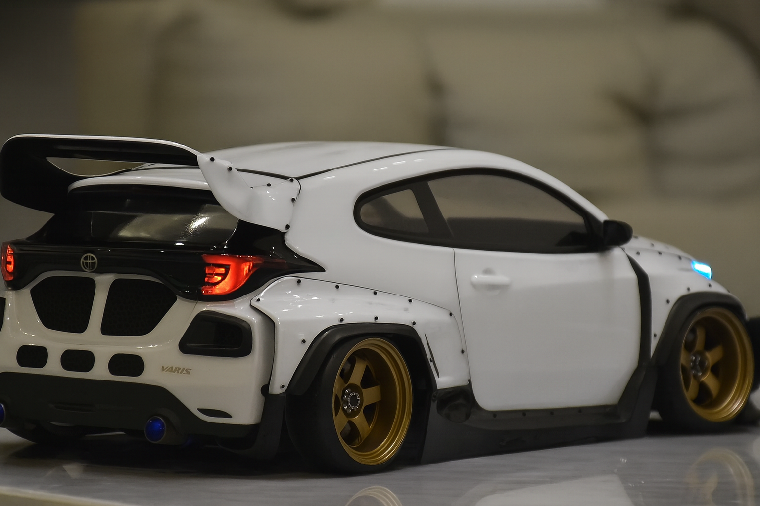 Toyota GR Yaris 1/10 RC Drift Body Shell – Widebody Style with LED Lights (Show Spec Display Edition)