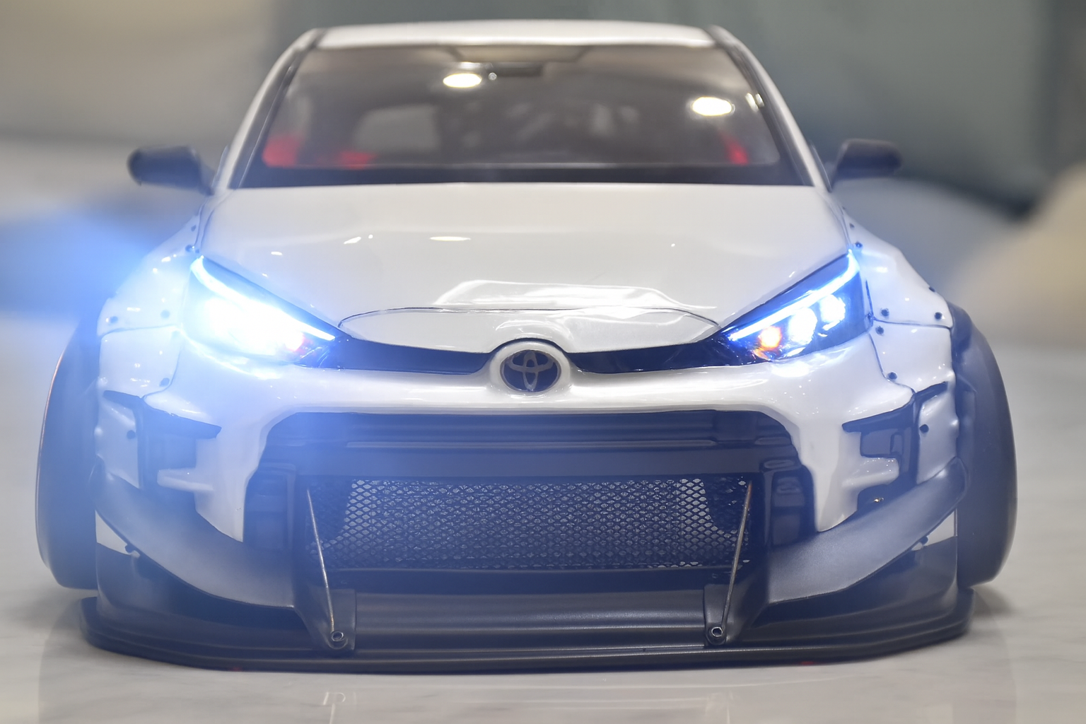 Toyota GR Yaris 1/10 RC Drift Body Shell – Widebody Style with LED Lights (Show Spec Display Edition)