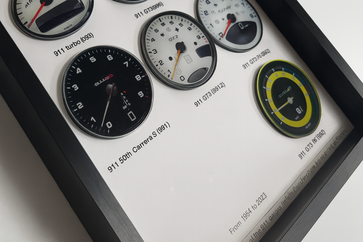 Porsche 911 Evolution Dashboard Art Frame – A4 Aluminum Alloy Classic Instrument Panel History Wall Decor