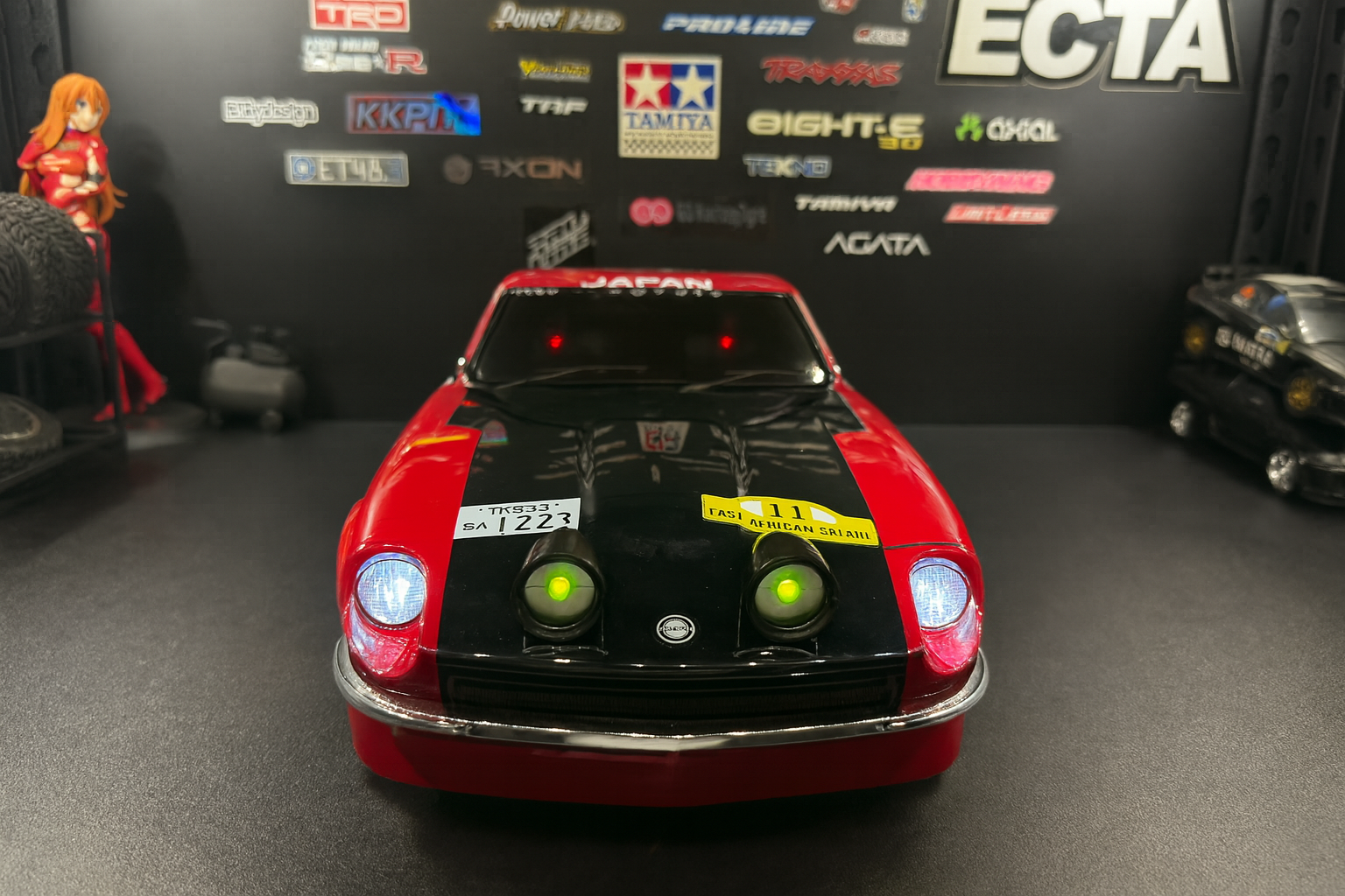 1/10 Tamiya Datsun 240Z Rally RC Body – Devil Z Wangan Midnight Style with Headlights & Taillights