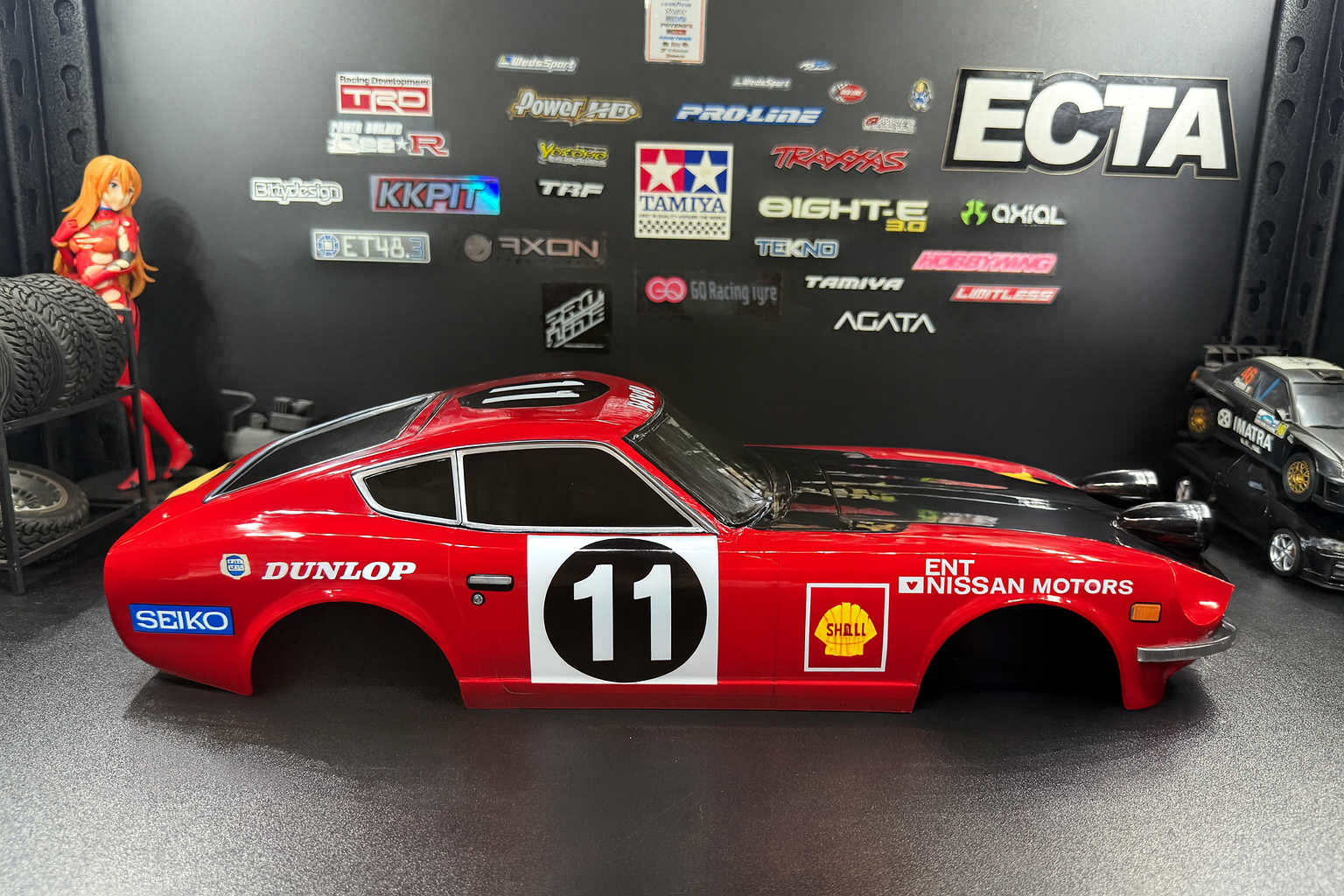 1/10 Tamiya Datsun 240Z Rally RC Body – Devil Z Wangan Midnight Style with Headlights & Taillights