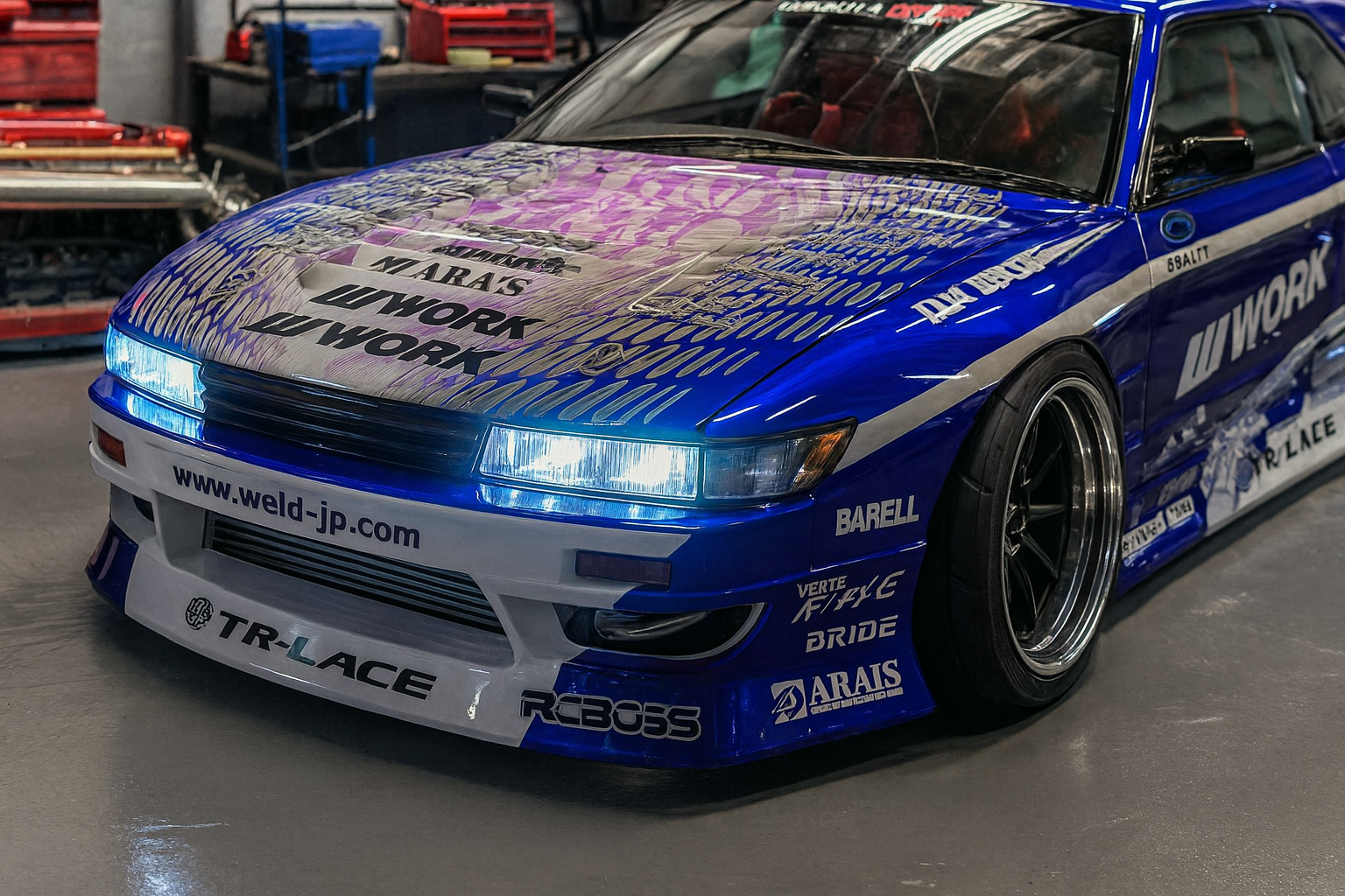 1/10 ADD S13 OD Hyakushiki Livery Drift Body Shell – Painted & LED Ready