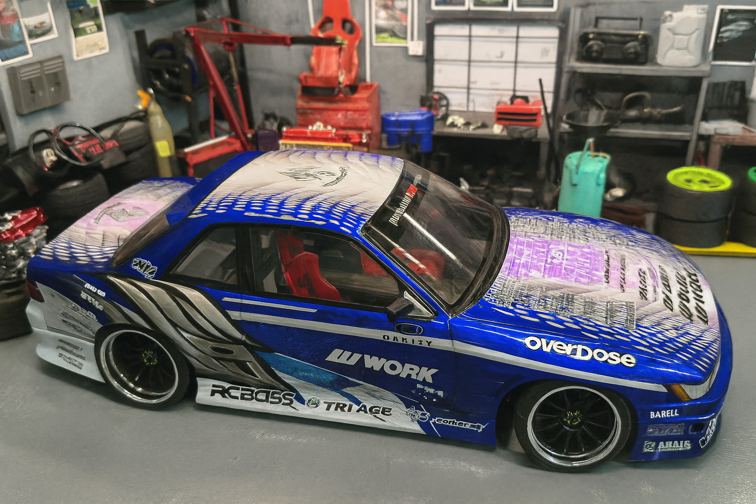 1/10 ADD S13 OD Hyakushiki Livery Drift Body Shell – Painted & LED Ready