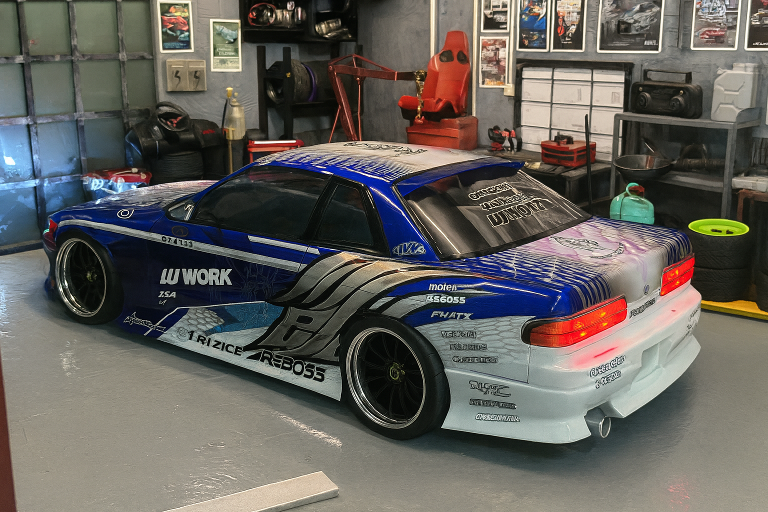1/10 ADD S13 OD Hyakushiki Livery Drift Body Shell – Painted & LED Ready