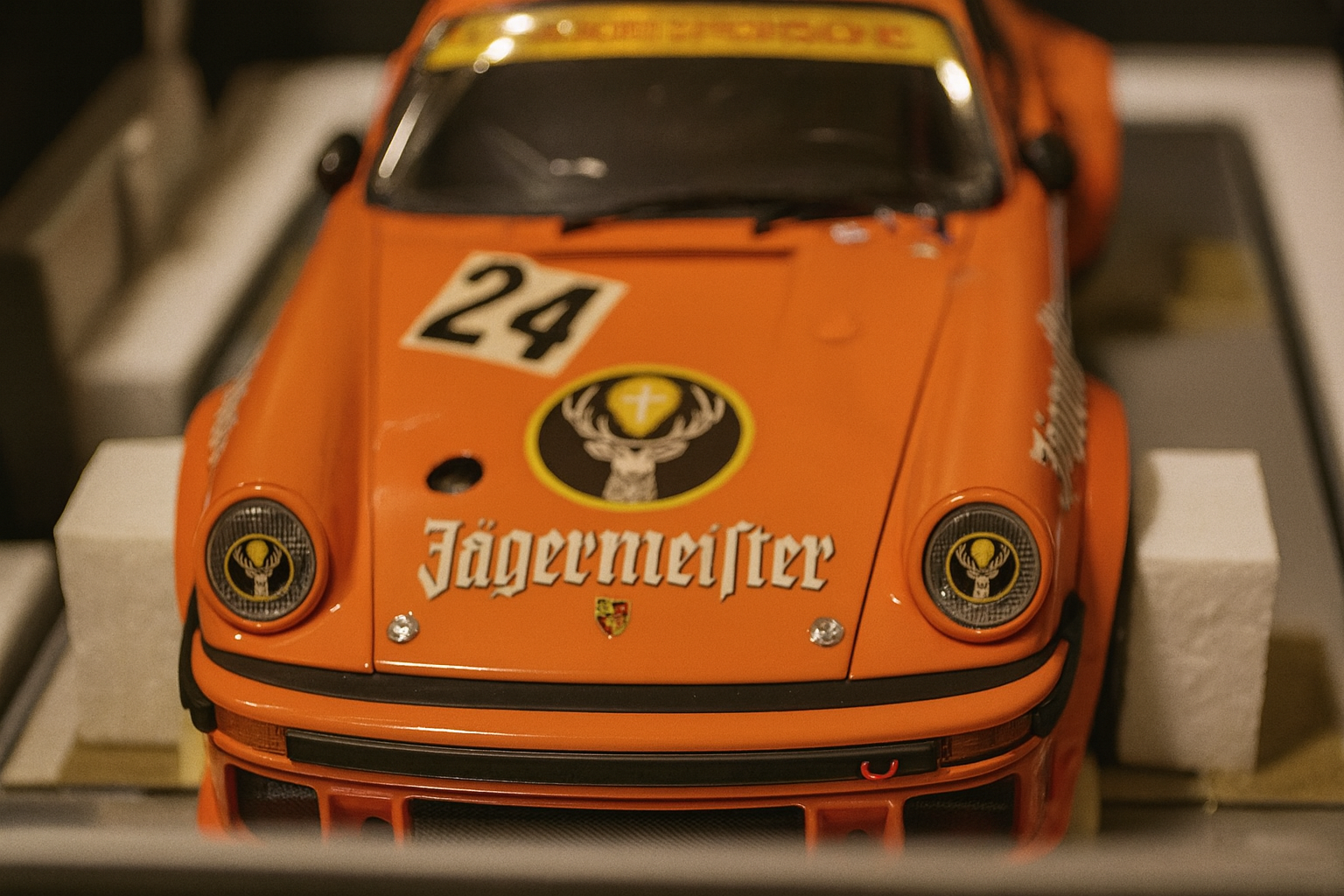 Tamiya Porsche 934 RSR 1/12 Scale Deer Horn Livery – Rare Finished Model with Mirror Display Base