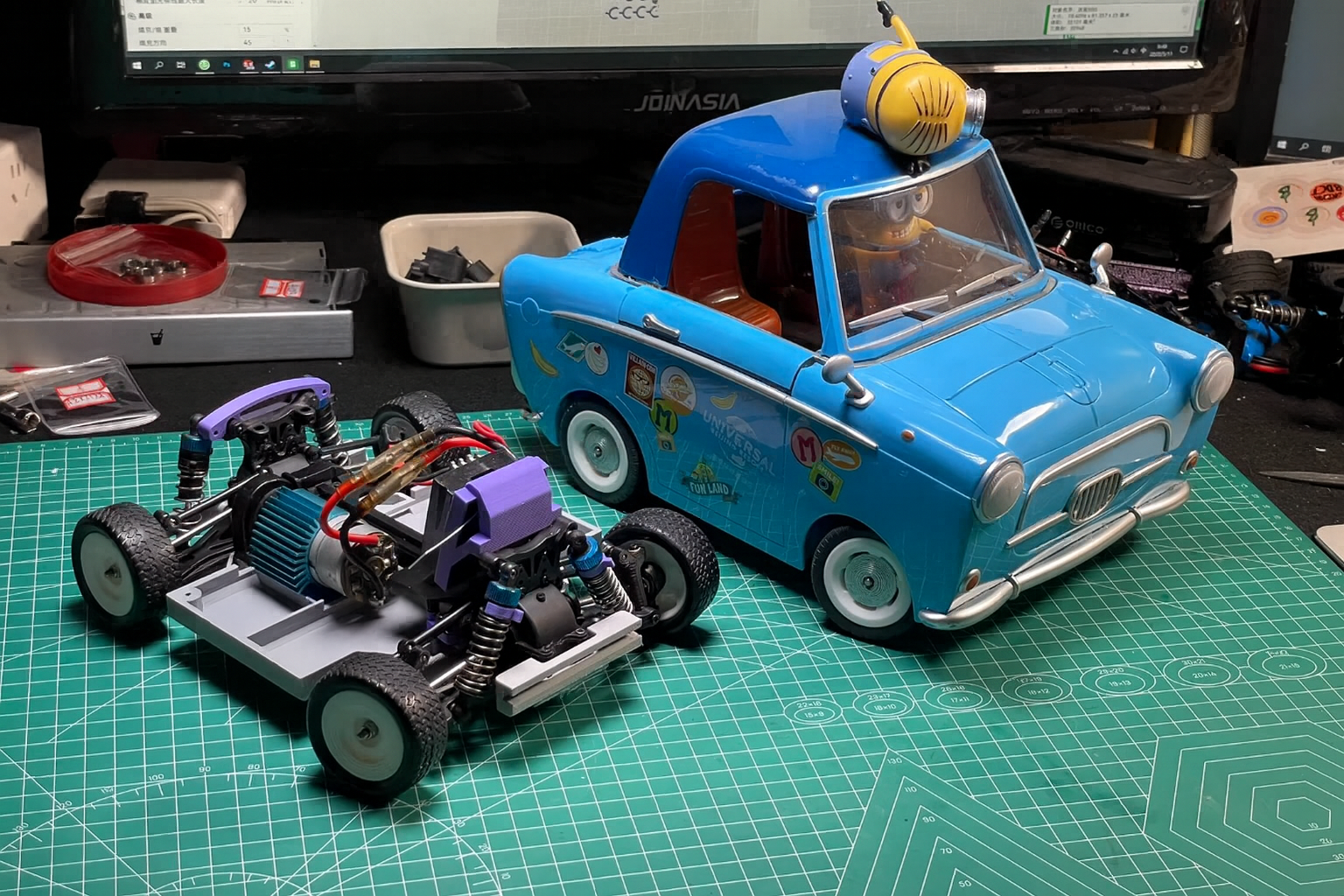 1/14 Custom 4WD RC Chassis Kit – Modified WLtoys Platform for Minions Popcorn Car | Includes Electronics & Remote (No Battery)