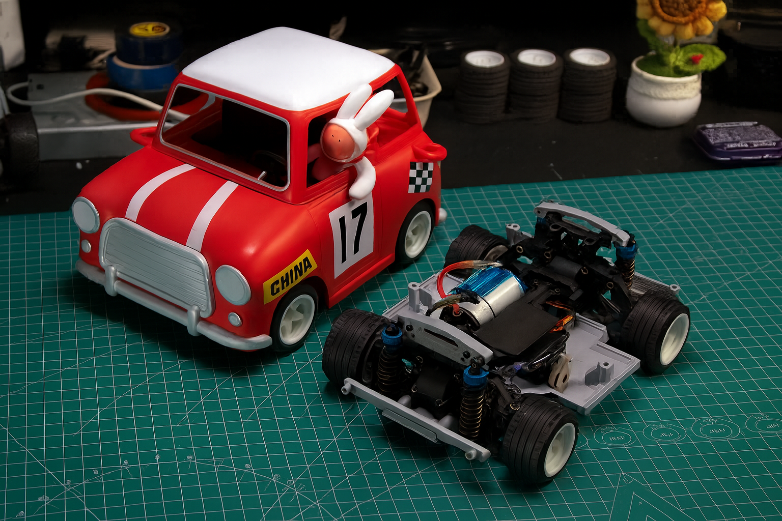 1/14 Custom 4WD RC Chassis Kit – “Anthony Bunny” Popcorn Edition | Modified WLtoys Platform with Electronics & Remote (No Battery)