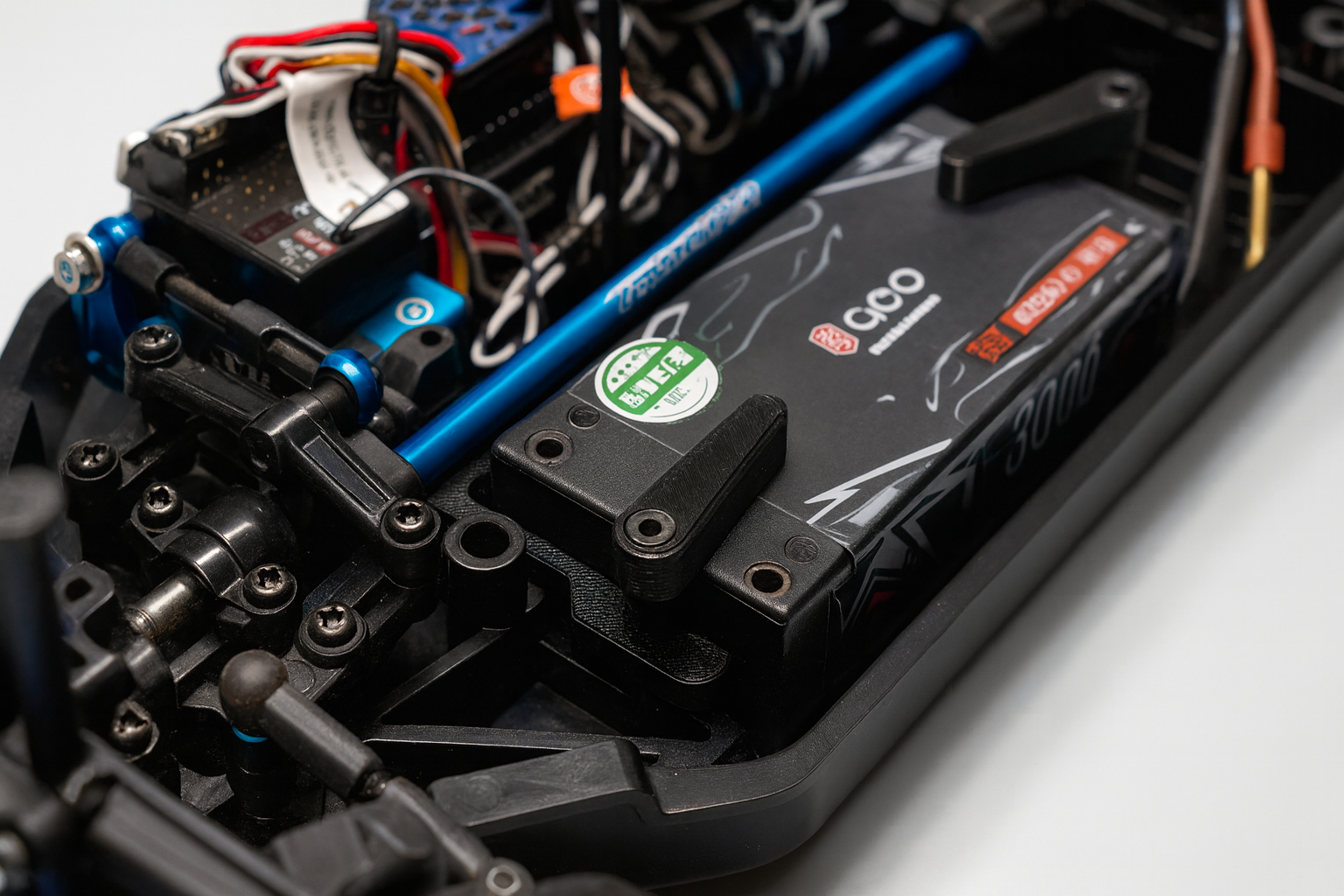 TAMIYA TT-02 Short Battery Mount – PETG Bracket for 96×47×26mm Packs | Front / Mid / Rear Options