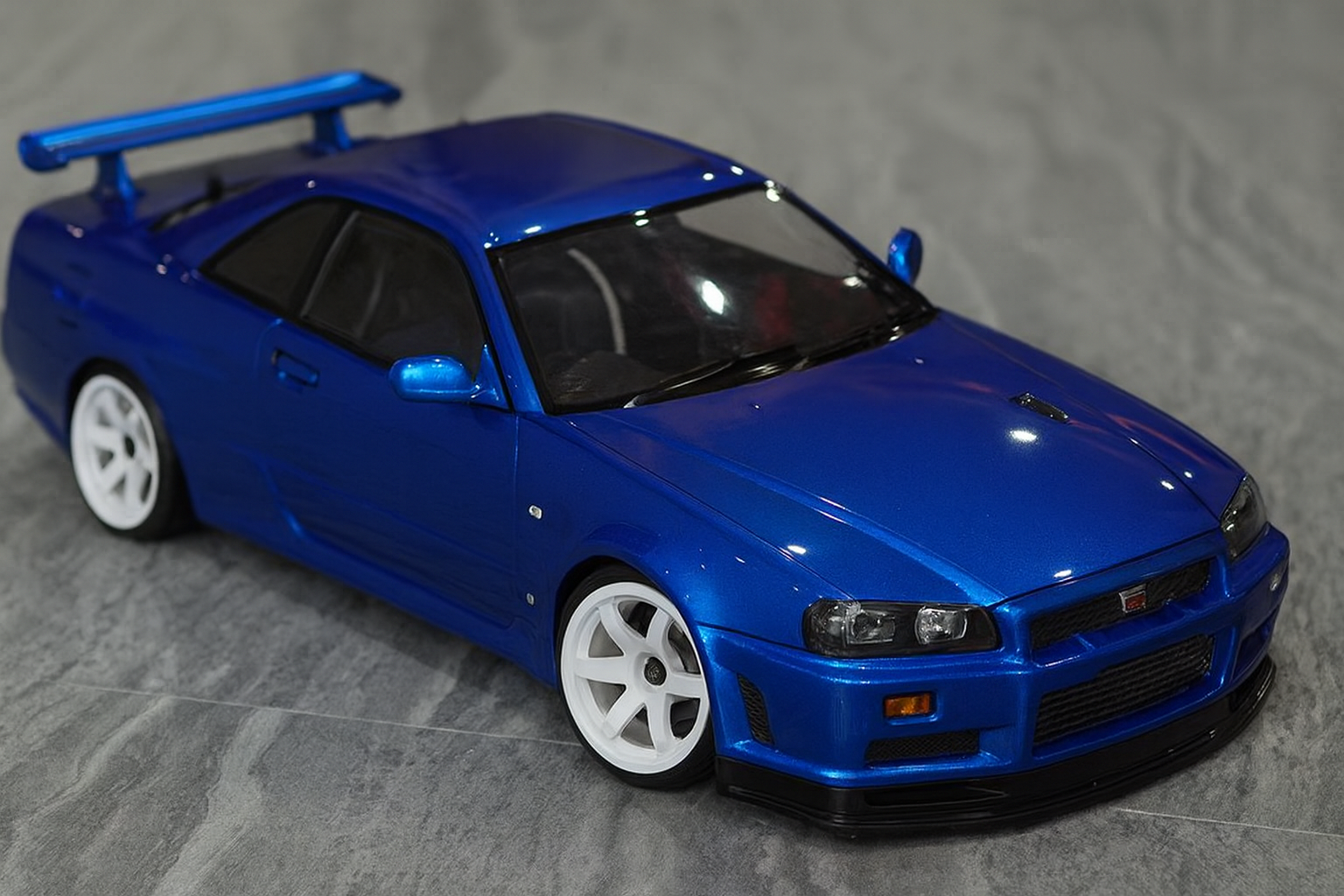 Killerbody Nissan Skyline GT-R R34 — 1/10 Pre-Painted RC Drift & Touring Body Shell (Blue / Champagne / Pearl White, 257mm)