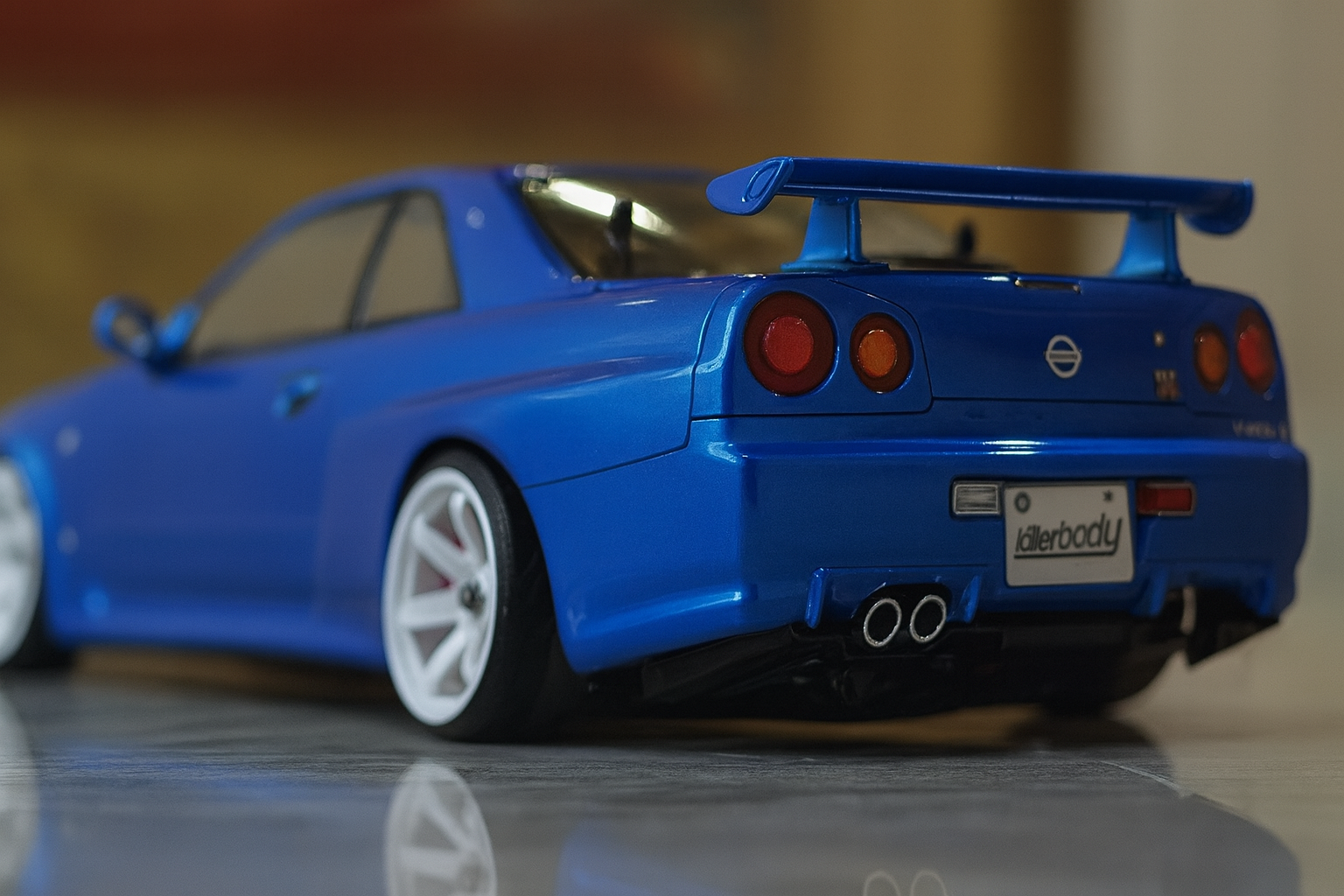 Killerbody Nissan Skyline GT-R R34 — 1/10 Pre-Painted RC Drift & Touring Body Shell (Blue / Champagne / Pearl White, 257mm)