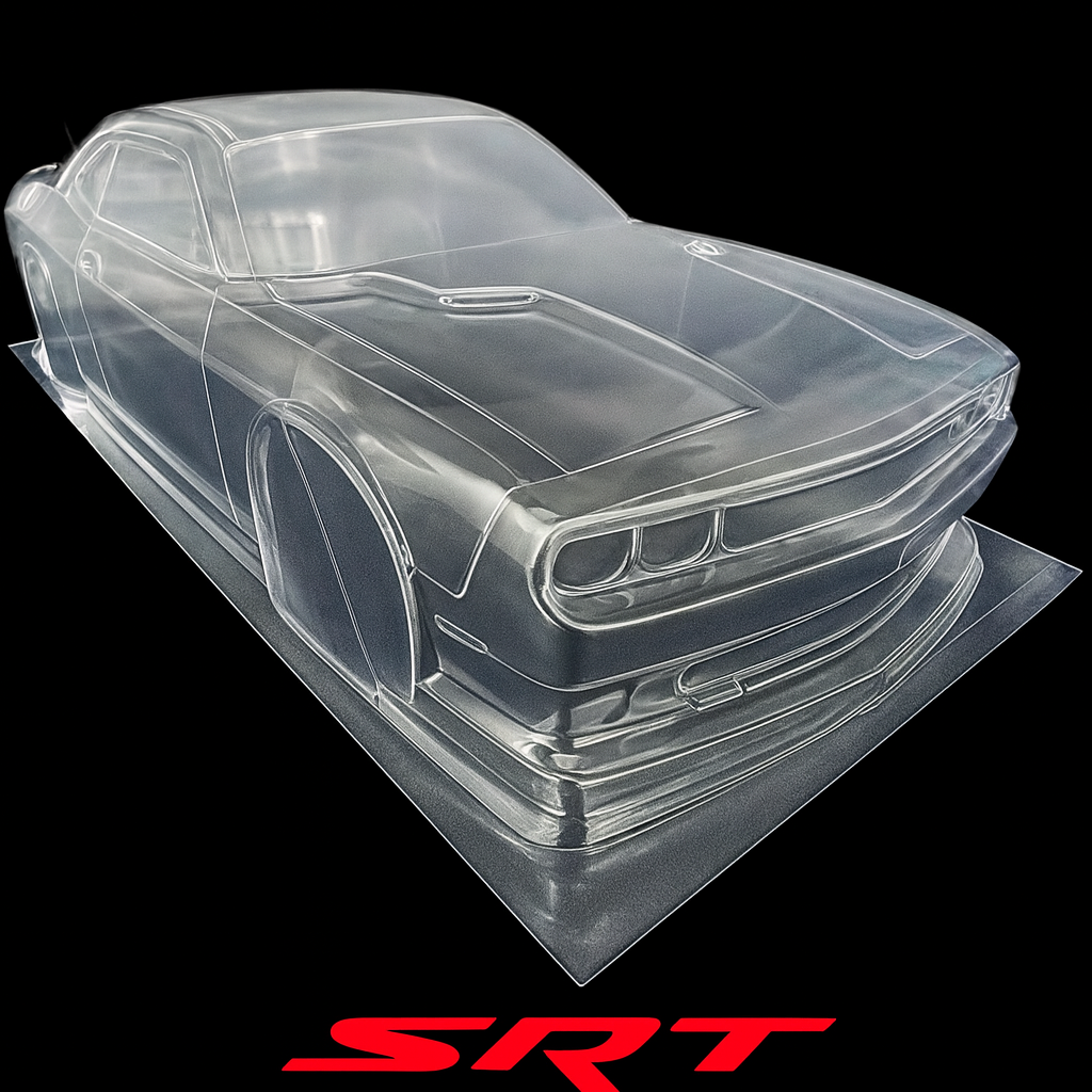 Dodge Challenger SRT Hellcat Clear PVC Body Shell (Unassembled) – 1/10 Drift | 190mm Width, 255–260mm Wheelbase