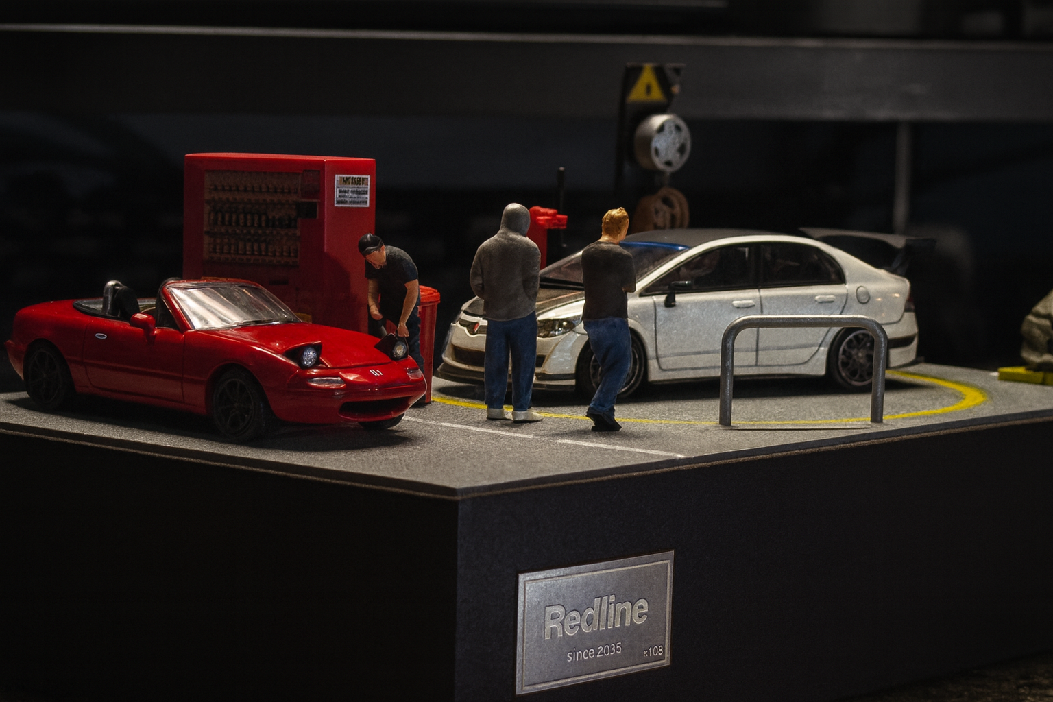 1/64 Scale Rotating Parking Garage Display Platform – Fast & Furious Tokyo Drift Inspired | Standard & Upgraded LED Versions