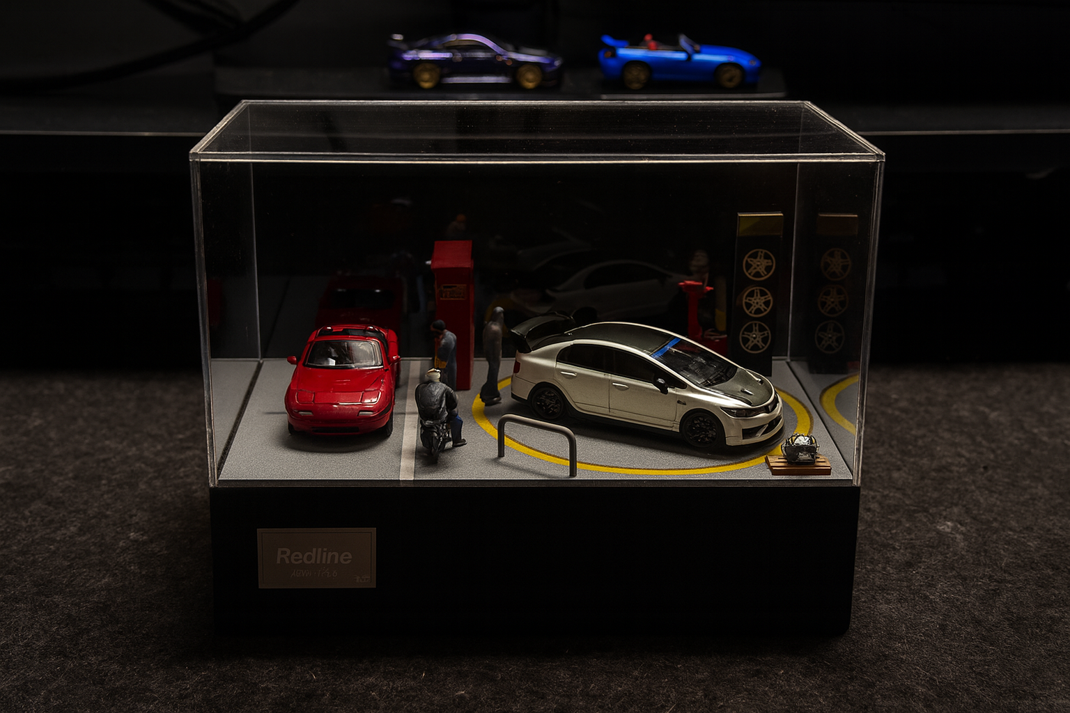 1/64 Scale Rotating Parking Garage Display Platform – Fast & Furious Tokyo Drift Inspired | Standard & Upgraded LED Versions