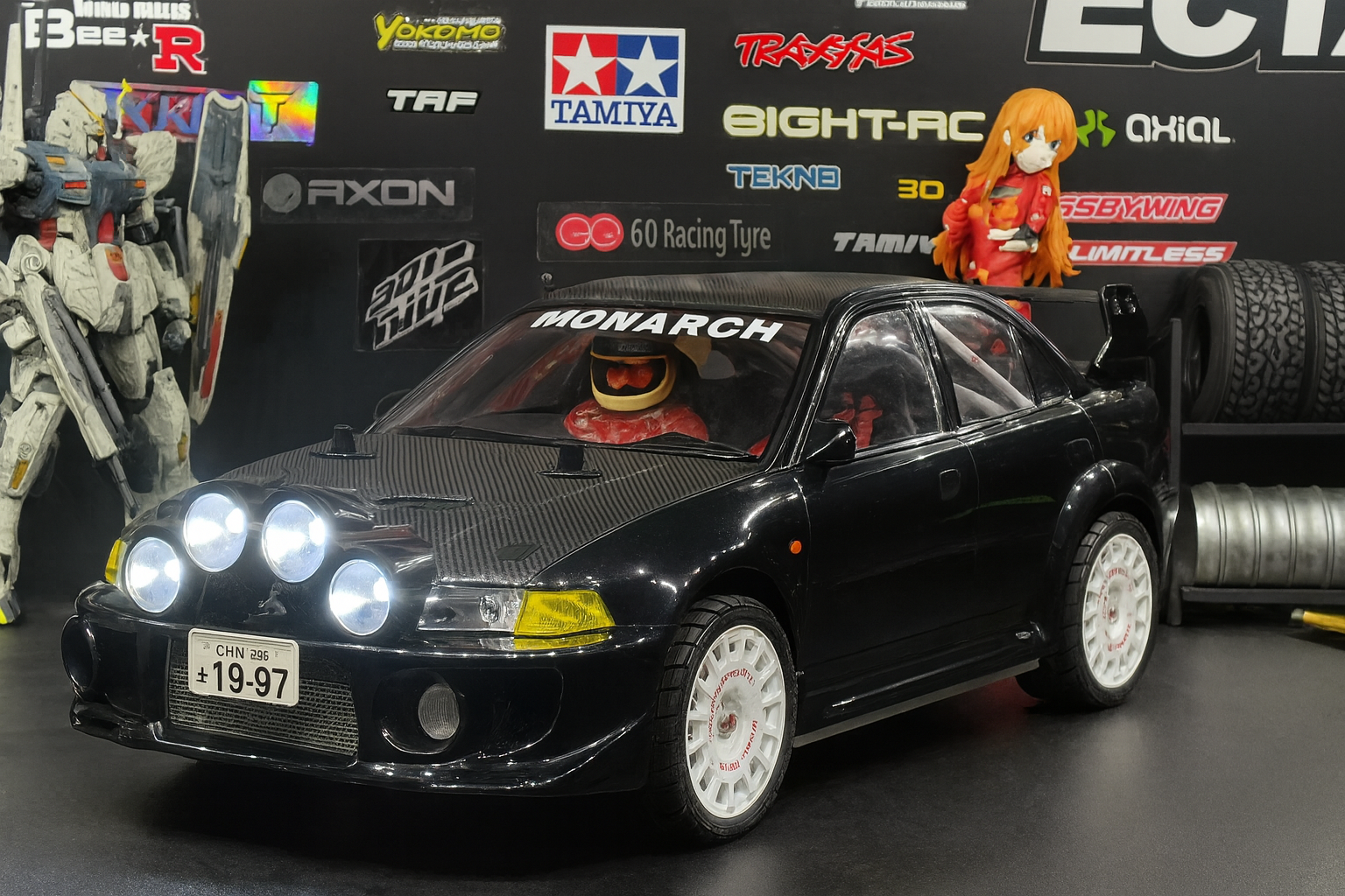 Tamiya Mitsubishi Lancer Evolution V Evo 5 RTR (587XX) — 1/10 RC Rally Car XV-01 Chassis with LED Headlights & Taillights