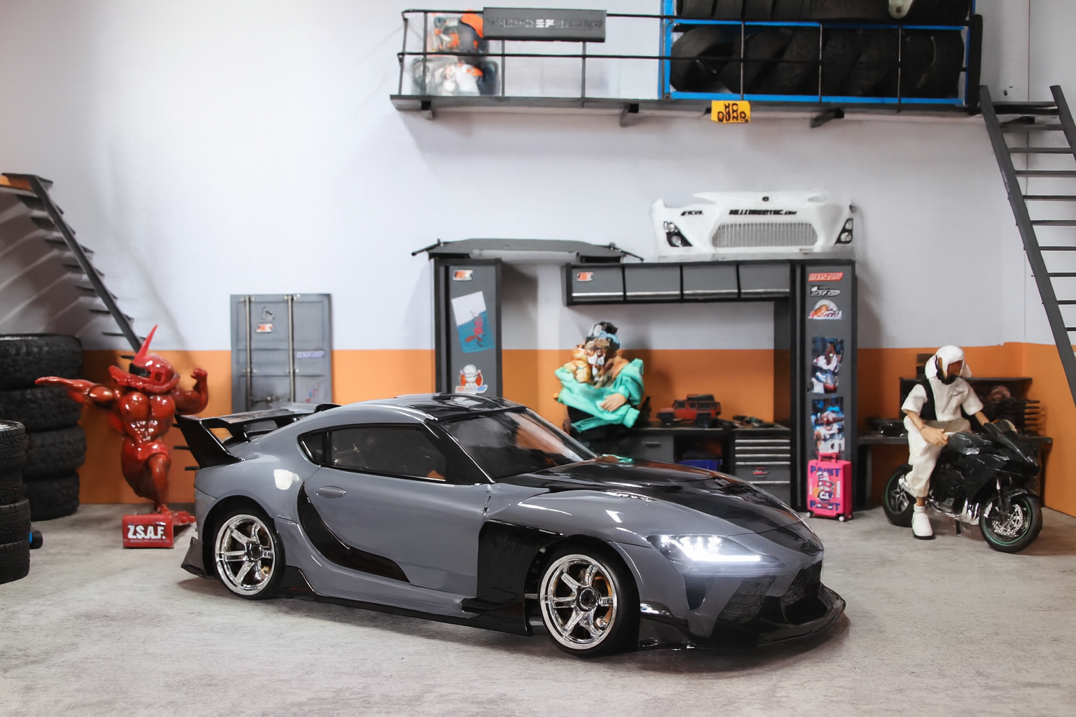 ADDICTION Toyota Supra A90 — 1/10 Pre-Painted RC Drift/Touring Body Shell (Cement Grey, 257mm)