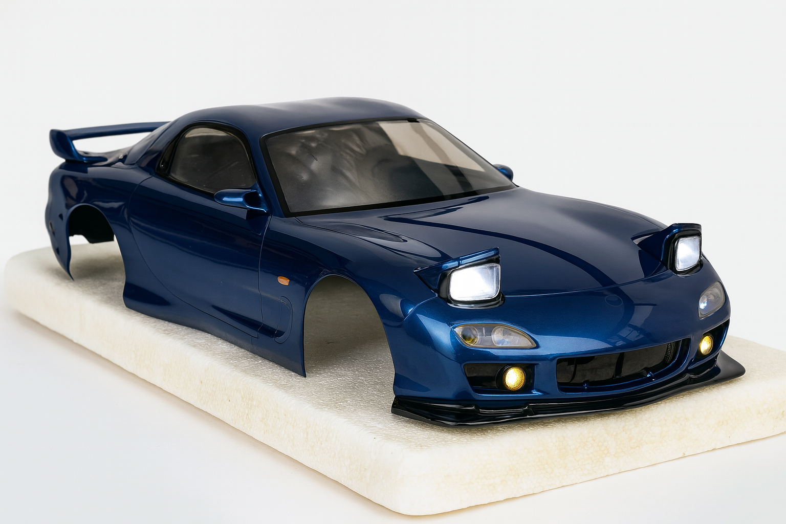 ABC Hobby RX-7 FD3S 1/10 Drift Body Shell — Metallic Blue with Working Pop-Up Lights
