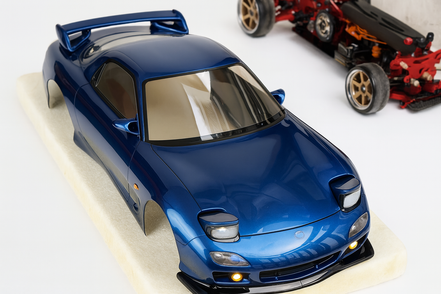 ABC Hobby RX-7 FD3S 1/10 Drift Body Shell — Metallic Blue with Working Pop-Up Lights