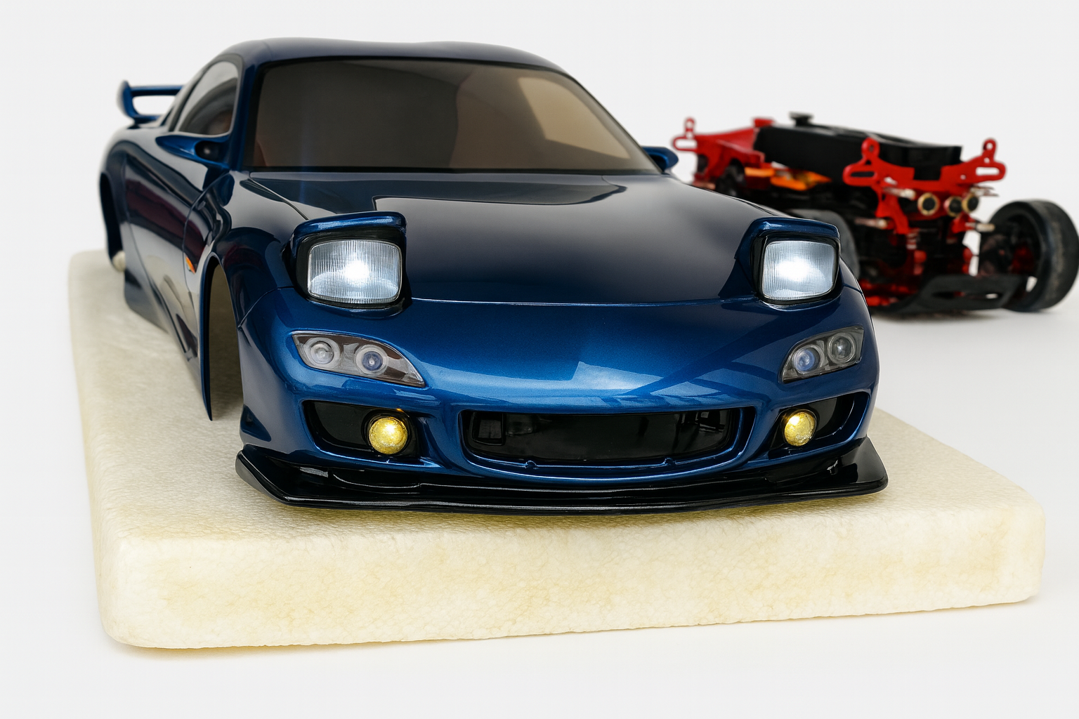 ABC Hobby RX-7 FD3S 1/10 Drift Body Shell — Metallic Blue with Working Pop-Up Lights