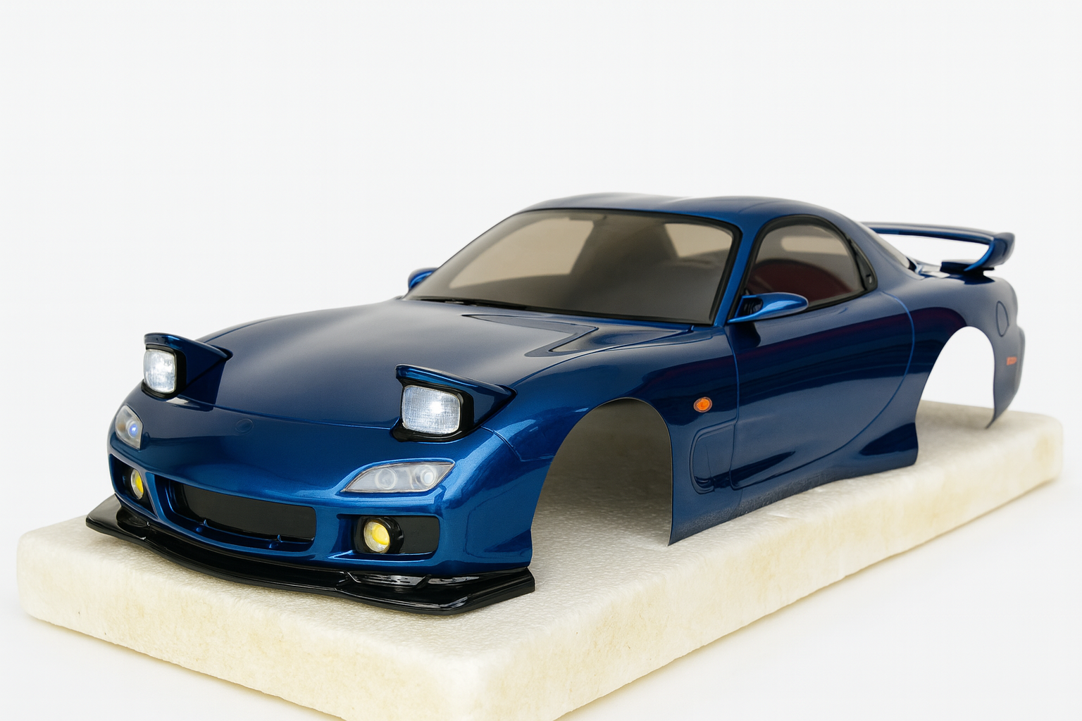 ABC Hobby RX-7 FD3S 1/10 Drift Body Shell — Metallic Blue with Working Pop-Up Lights