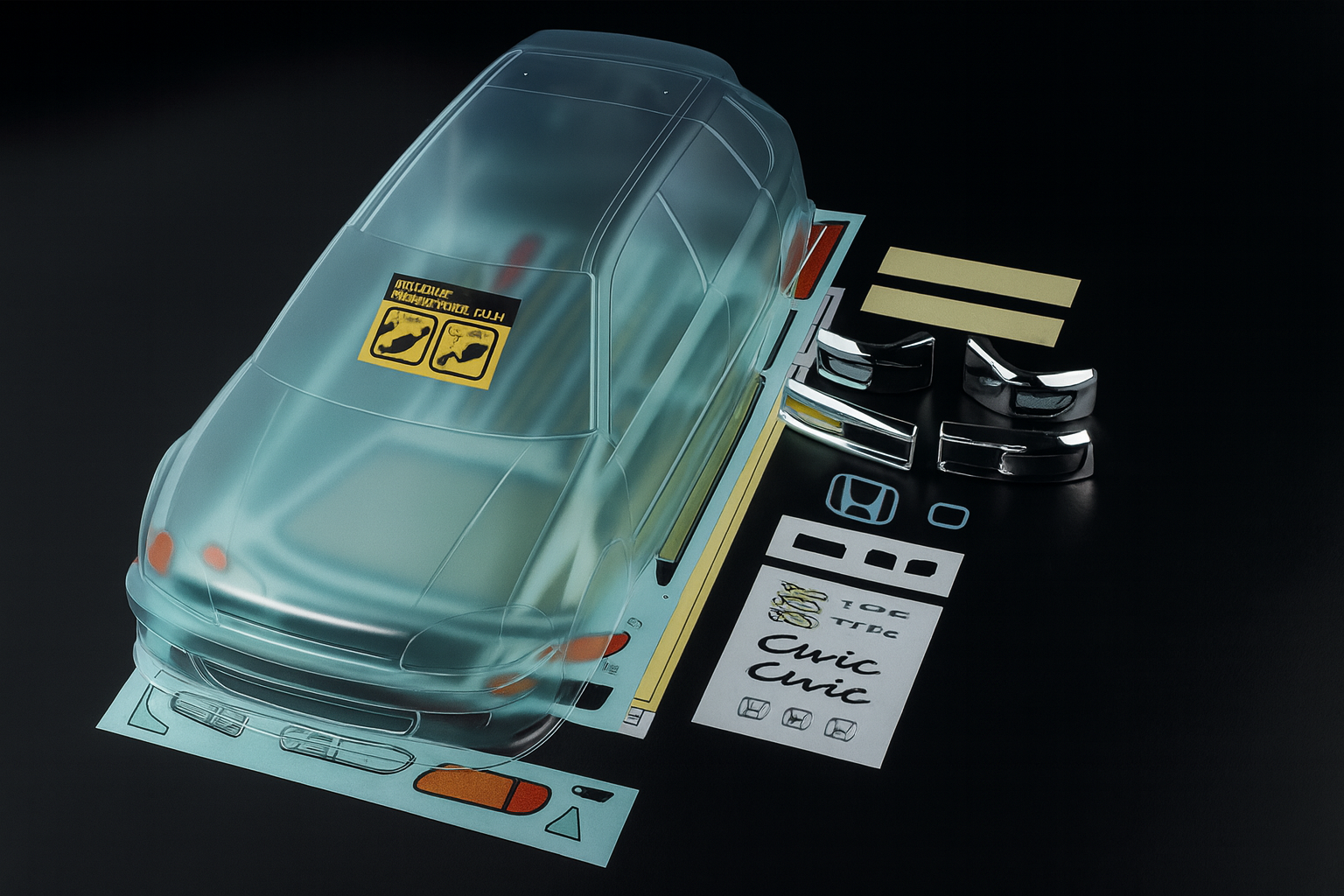 MST Honda Civic EG6 Clear Body Shell – 1/10 Polycarbonate with Light Buckets