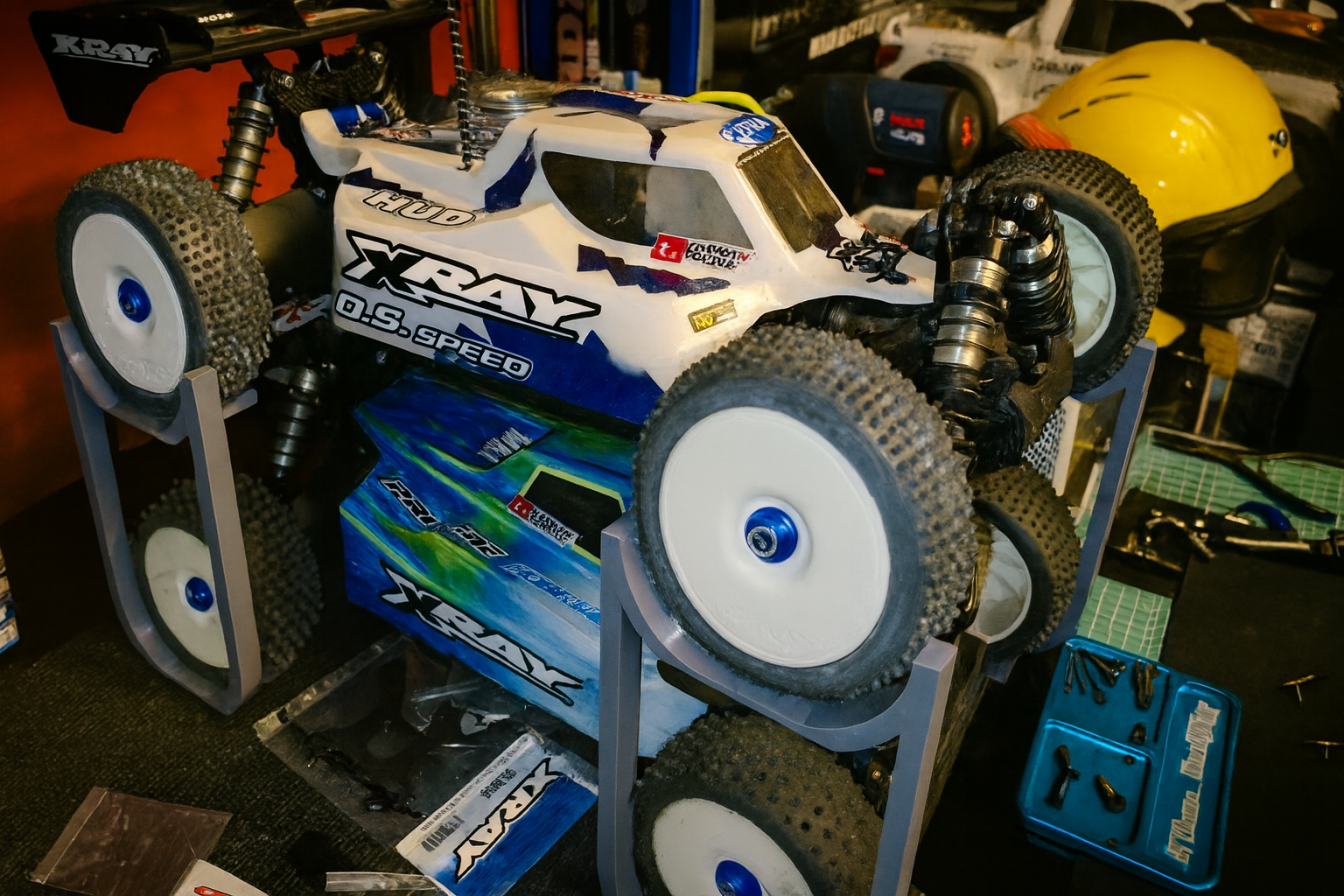 RC Car Maintenance & Display Stand – Foldable Storage Base | 1/10 Touring, Rally, Drift | TAMIYA, Kyosho, XRAY Compatible