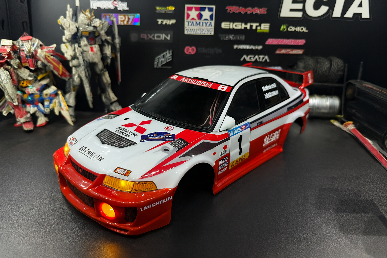 Tamiya 1/10 Mitsubishi Lancer Evolution V RC Body Shell (58713) – With Realistic LED Headlights & Taillights
