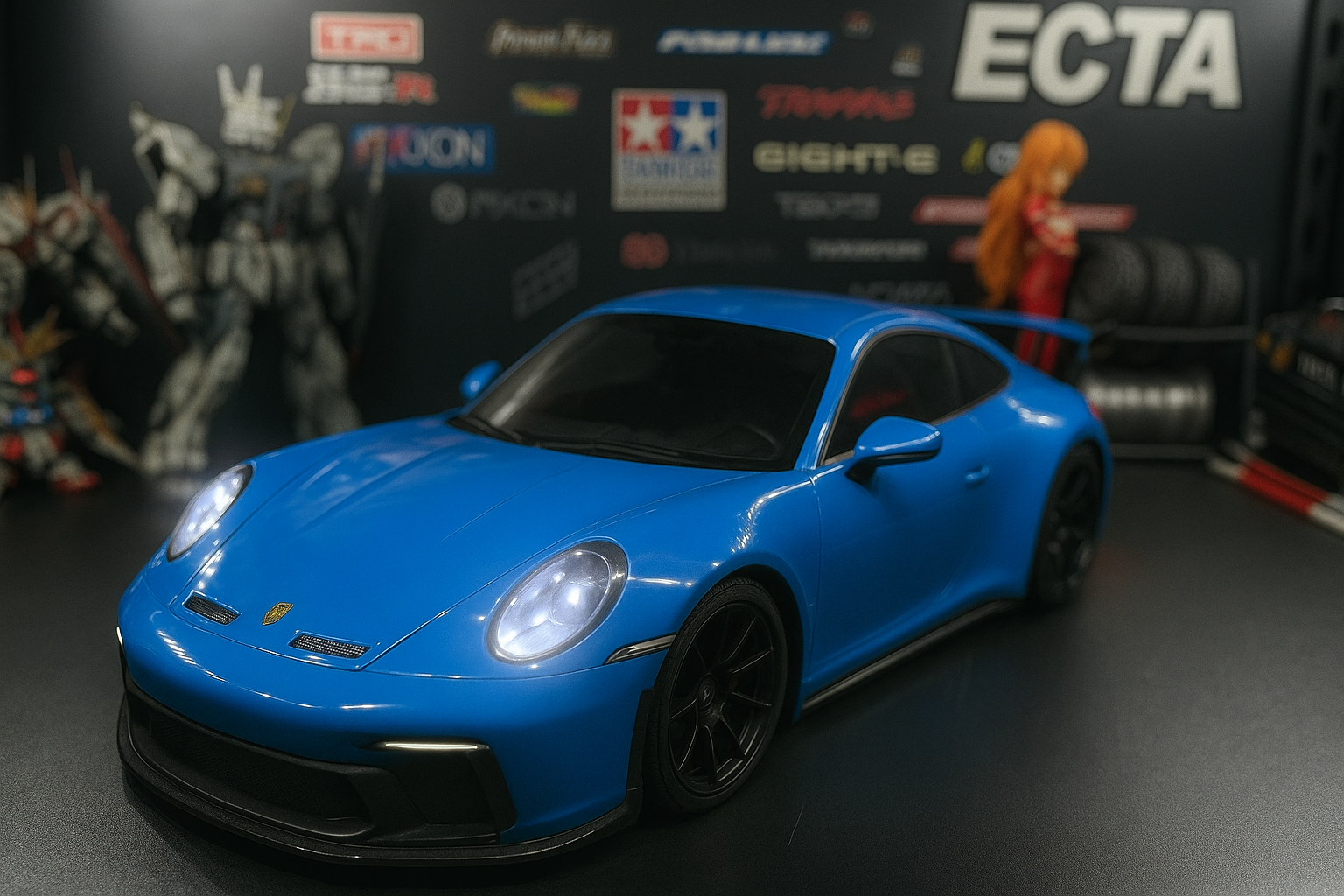 TAMIYA 1/10 Porsche 911 GT3 (992) — Blue Body Shell Only w/ Realistic Working Headlights