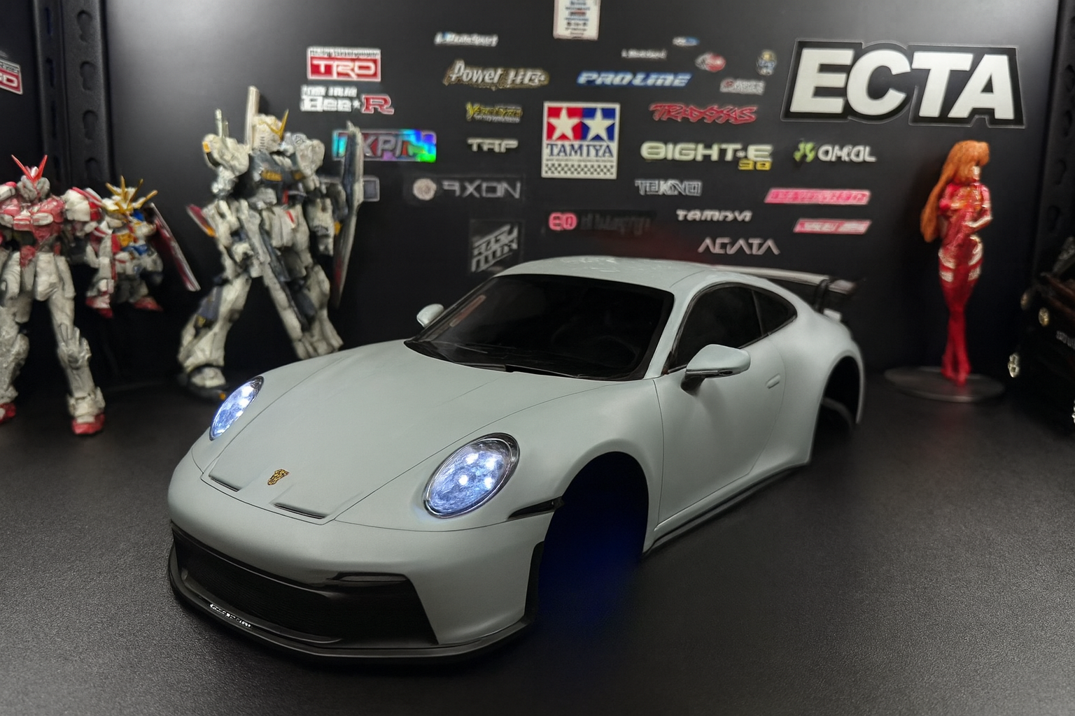 TAMIYA 1/10 Porsche 911 GT3 (992) —  Arctic Grey  Body Shell Only w/ Realistic Working Headlights