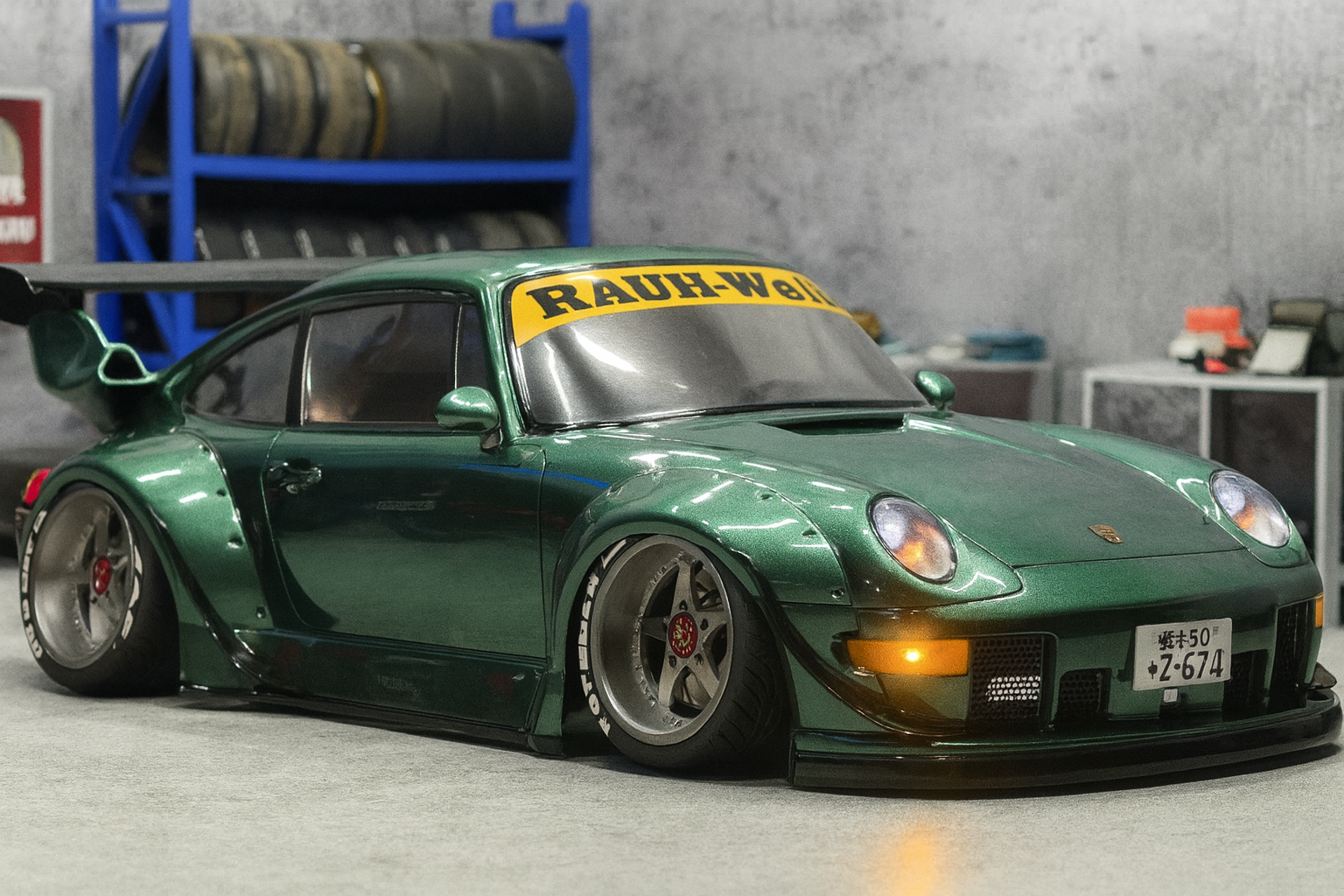 1/10 Porsche RWB RC Drift & On-Road Car Body Shell – Fully Painted with Realistic Headlights