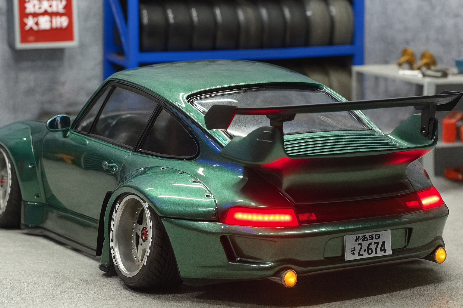 1/10 Porsche RWB RC Drift & On-Road Car Body Shell – Fully Painted with Realistic Headlights