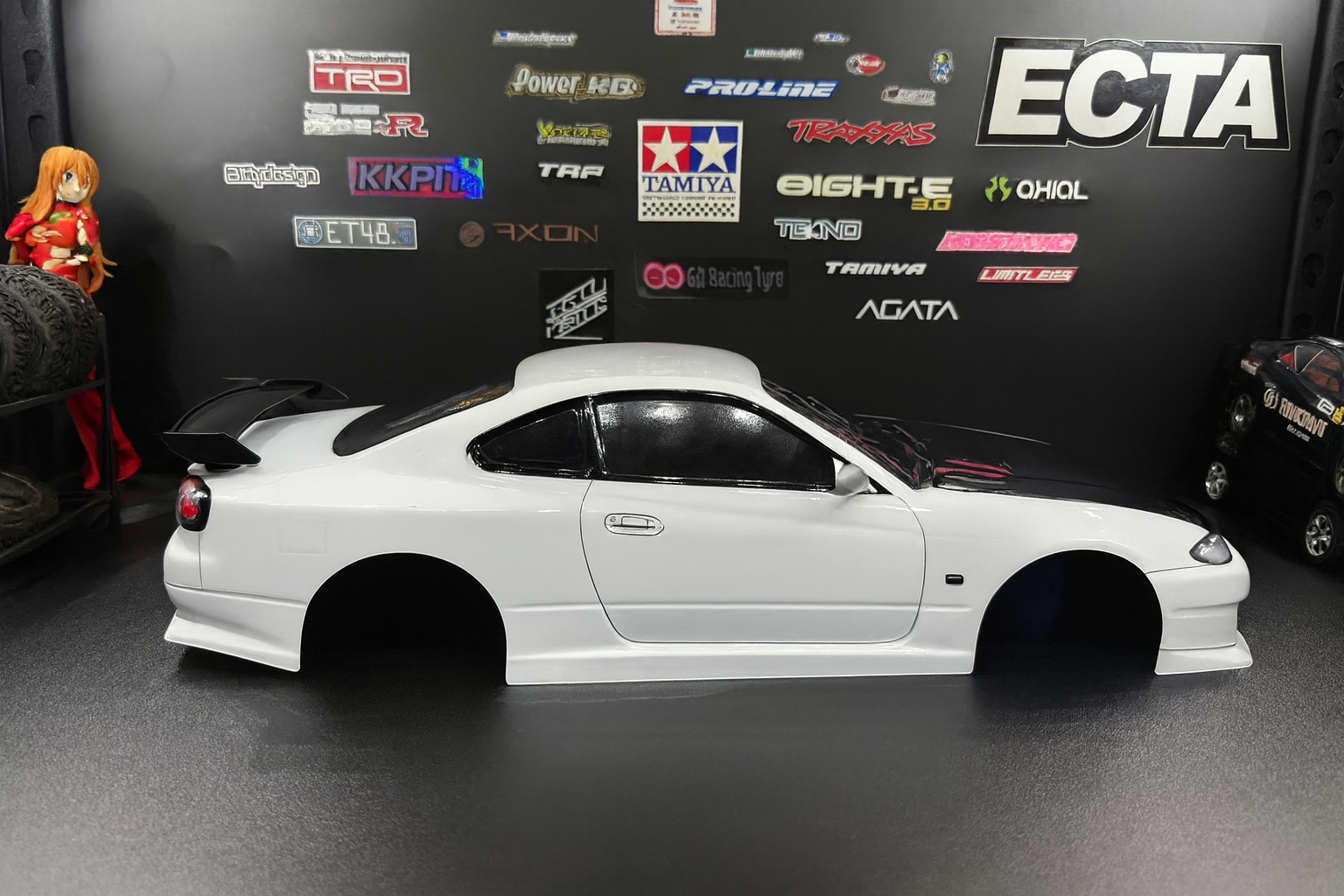 TAMIYA NISMO Silvia S15 White - 1/10 RC Drift Touring Car Body Shell w/ LED Headlights
