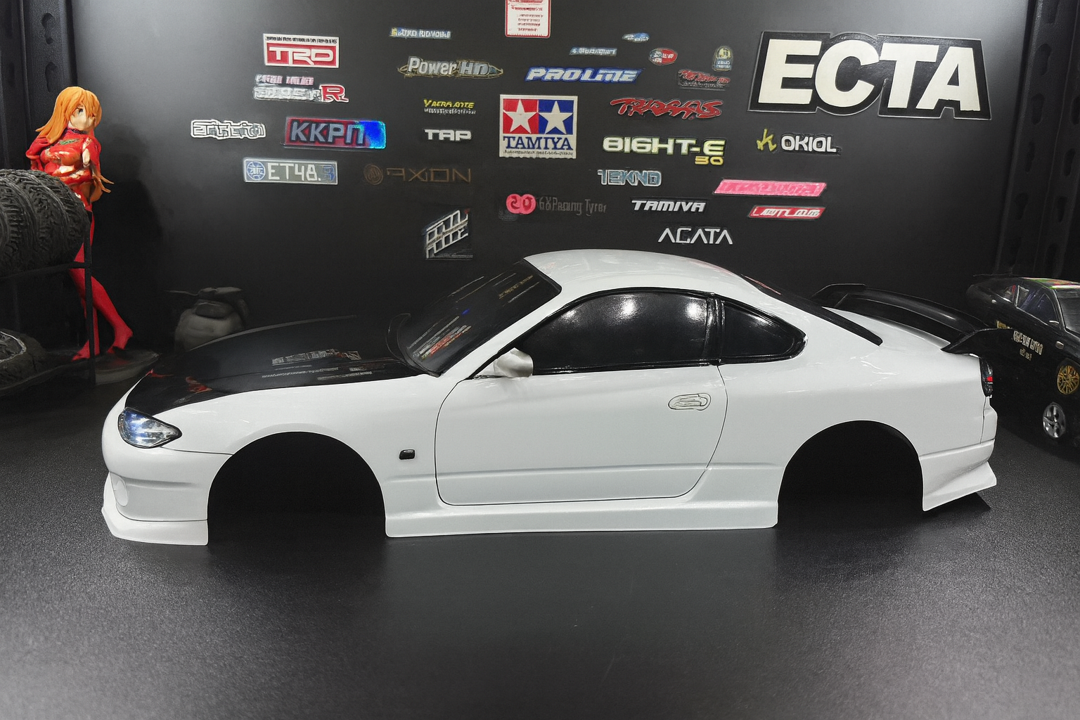 TAMIYA NISMO Silvia S15 White - 1/10 RC Drift Touring Car Body Shell w/ LED Headlights