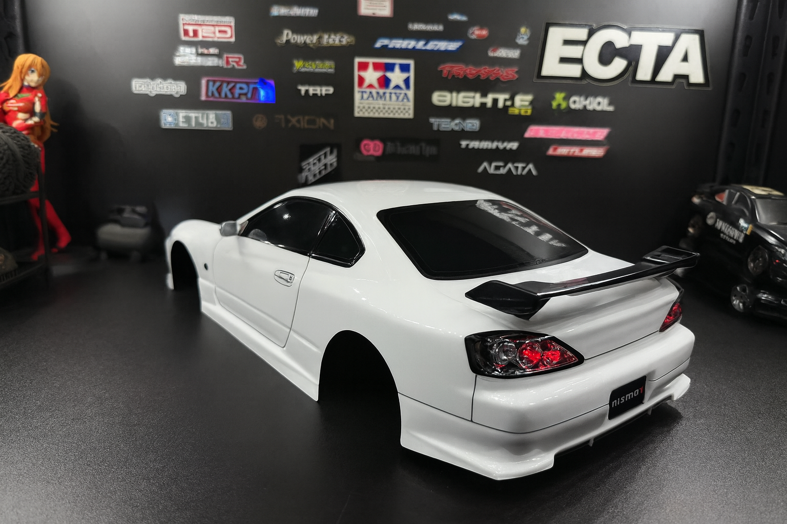 TAMIYA NISMO Silvia S15 White - 1/10 RC Drift Touring Car Body Shell w/ LED Headlights