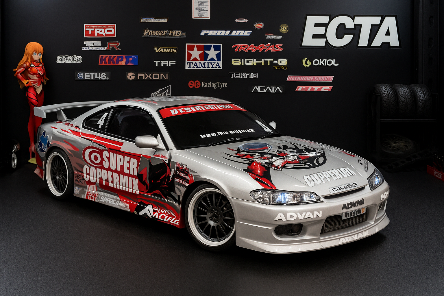 Tamiya Nismo Coppermix Silvia S15 — 1/10 RC Drift Car Body with LED Lights