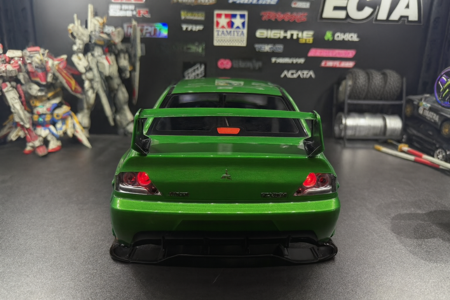 1/10 Mitsubishi Evolution 9 Widebody — Pre-Painted Green Body Shell w/ LED Lights